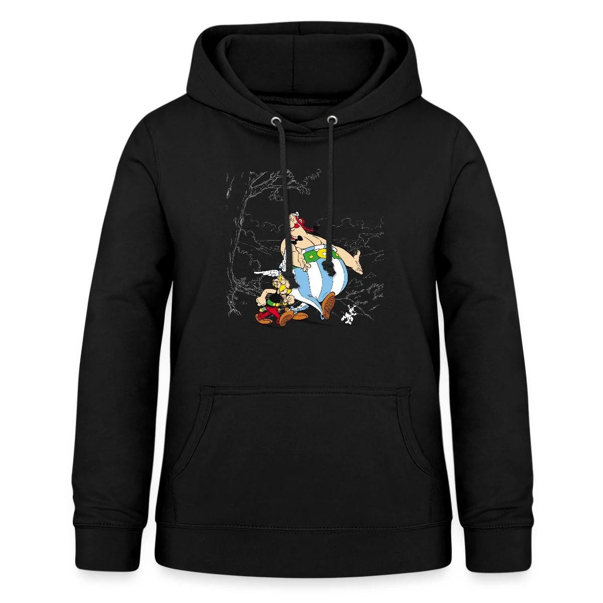Spreadshirt Hoodie Asterix & Obelix gehen mit Idefix Spazieren Damen Hoodie (1-tlg)