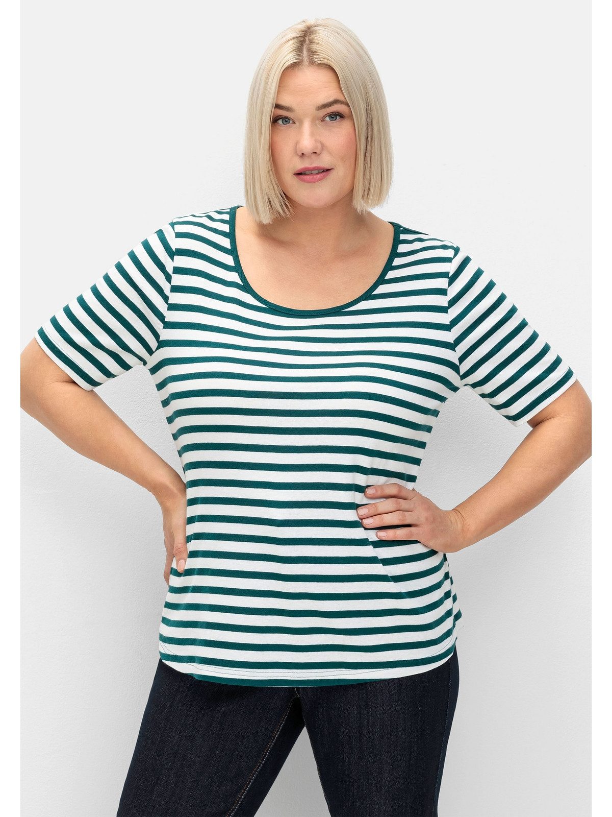 Sheego T-Shirt Große Größen mit garngefärbtem Ringel, aus Rippware