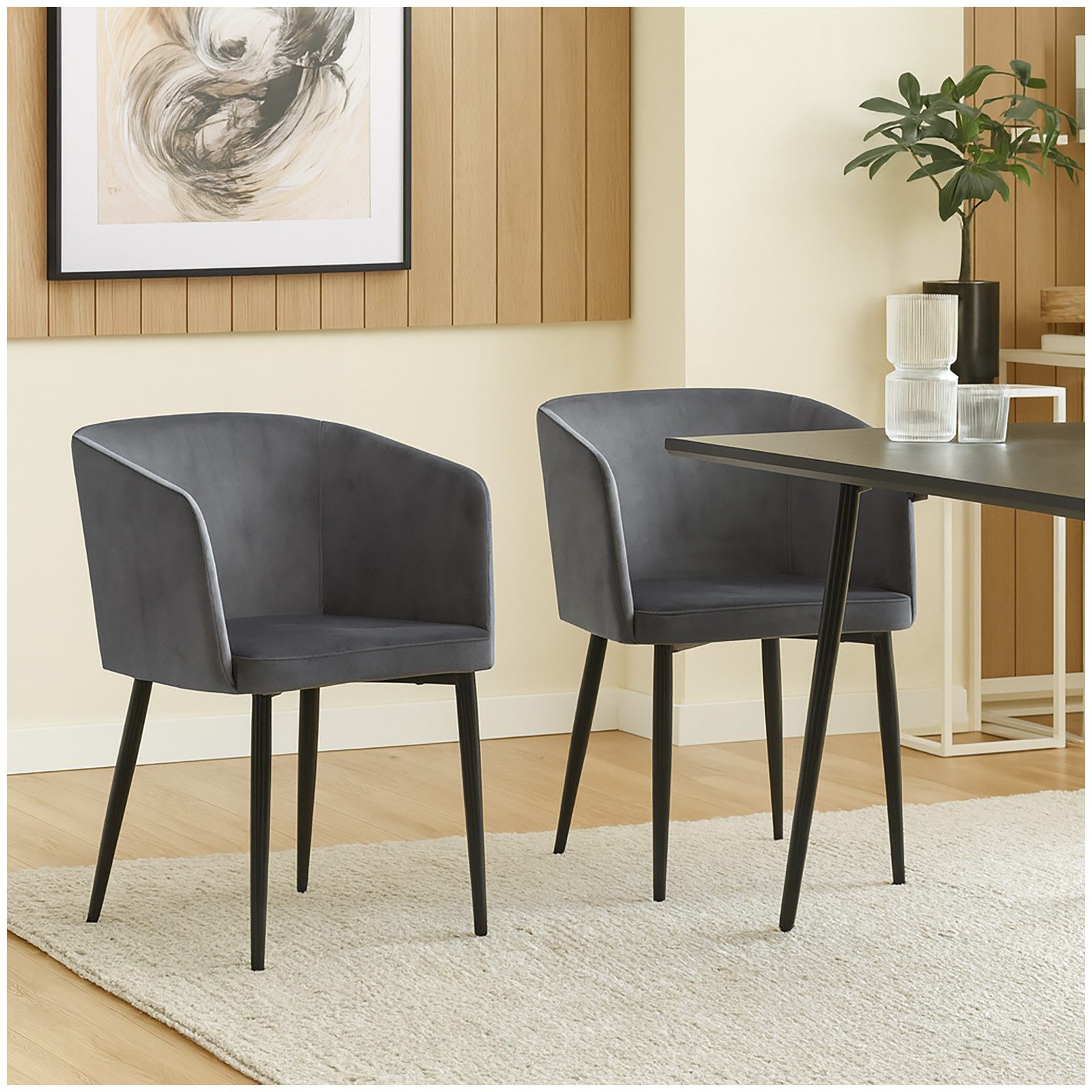 Polsterstuhl Esszimmerstuhl Destin Velvet Grau 2er-Set