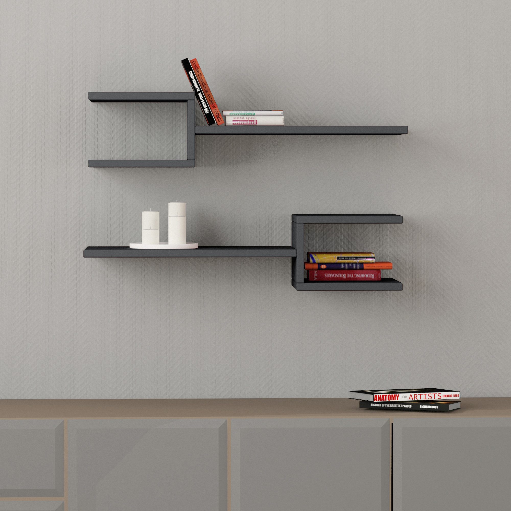 Decortie Bücherregal Fork, Modernes Schwimmendes Regal günstig online kaufen