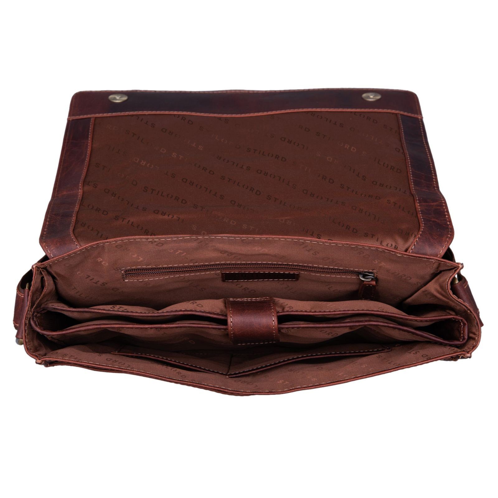STILORD Schultertasche "Davis" Messenger Bag Leder 13 Zoll Umhängetasche Echtleder