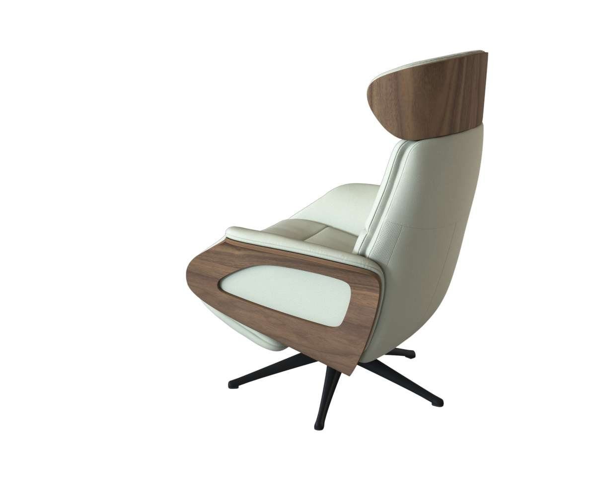 FLEXLUX Relaxsessel Clement elektrischer Funktionsessel, Größe M, Rücken & Fußteil elektrisch, Akku, Arml. Walnuss, Fuß schwarz