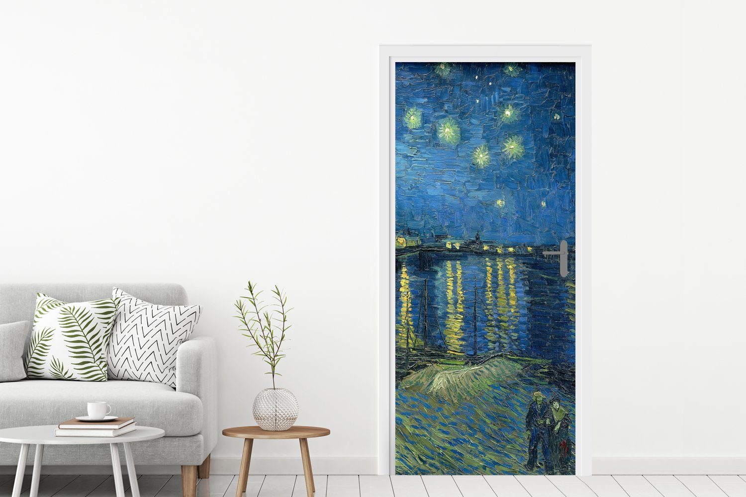 Tür, - MuchoWow Türaufkleber, Nacht Türtapete bedruckt, sternenklare Fototapete (1 75x205 St), Vincent Matt, Die van Gogh, cm für