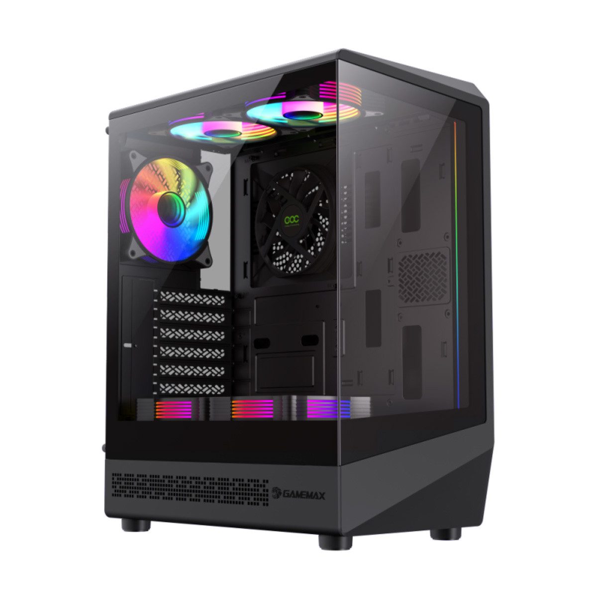 GAMEMAX Gaming-Gehäuse GAMEMAX SET VISTA COC AB Midi-Tower, 1x USB 3.0, 1x USB 2.0, GX-1050 PRO BK Netzteil 80+ Platinum
