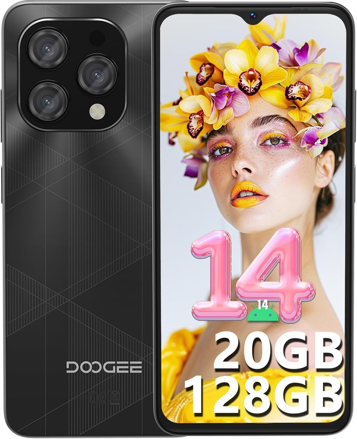 DOOGEE N55 PLUS Smartphone (6.56 Zoll, 20 GB Speicherplatz, 20GB+256GB, 6,56" Waterdrop, 90Hz, 13MP+8MP, 5150mAh Akku, Android 14)