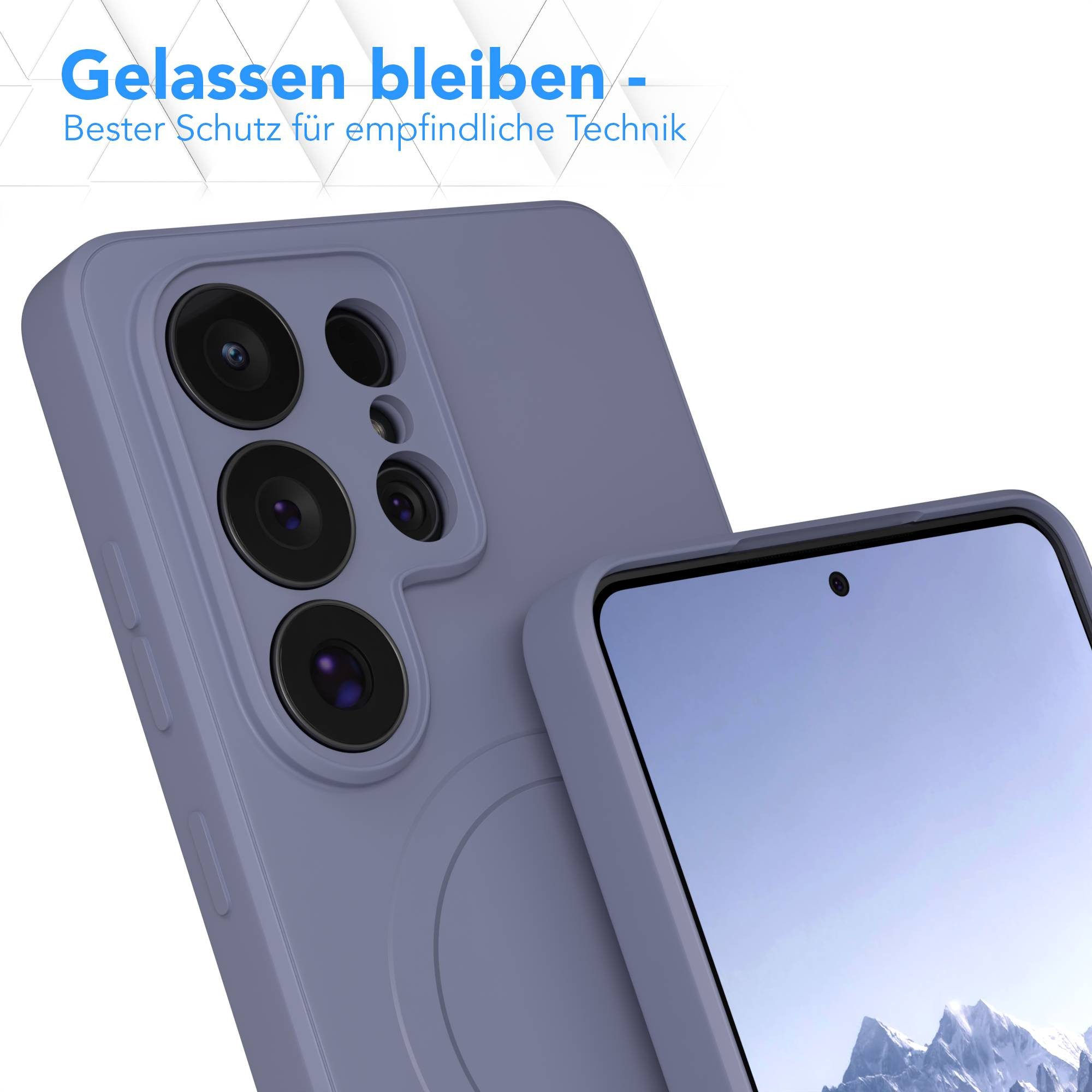EAZY CASE Handyhülle MagSafe Silikon für Samsung Galaxy S26 Ultra 6,9 Zoll, Backcover MagSafe rutschfestes Soft-Touch Silikon matt Stahlblau – Bild 4 von 5