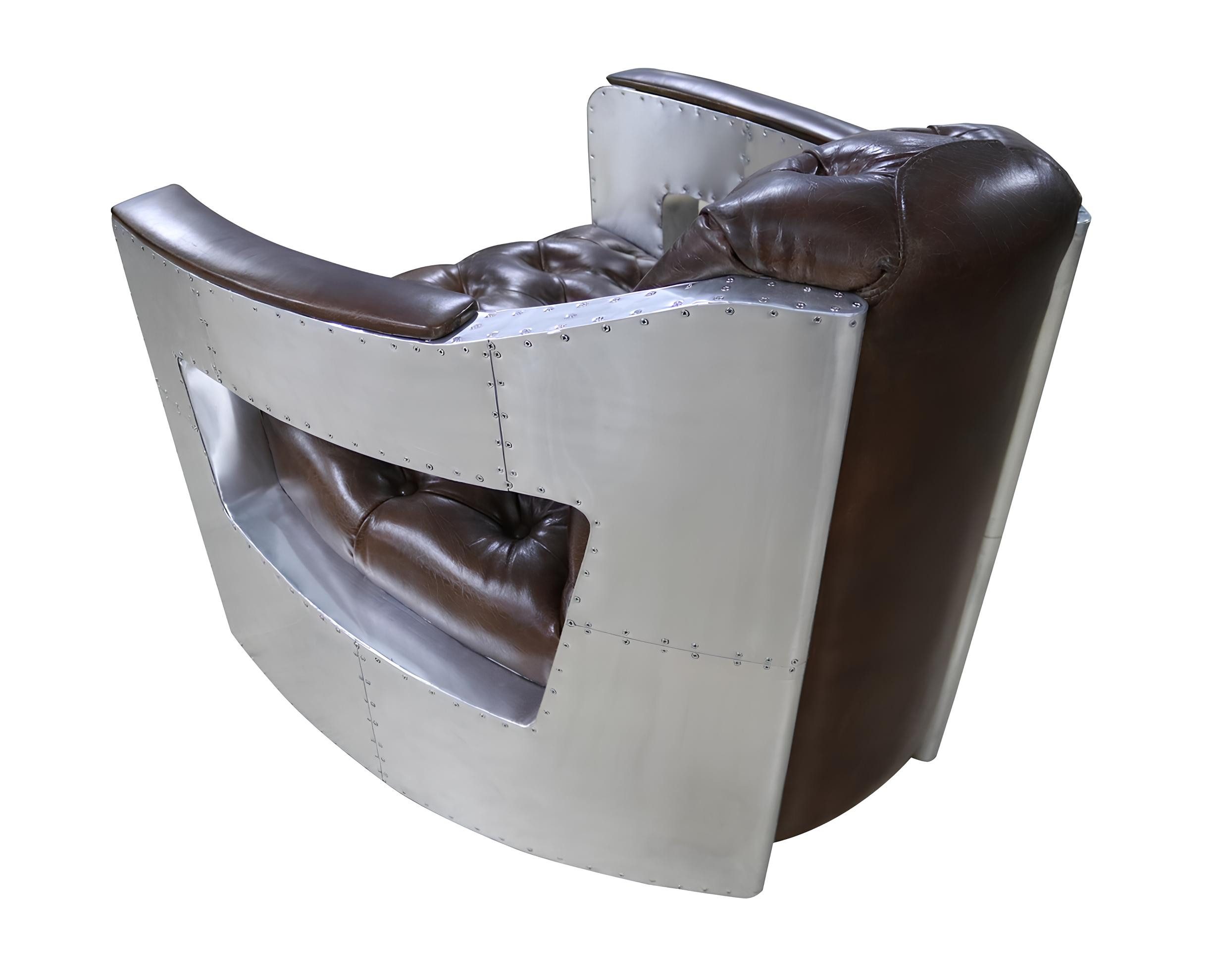 JVmoebel Chesterfield-Sessel Eleganter Ohrensessel aus Echtleder in klassischem Braun (Packung, Relaxsessel), Made in Europa