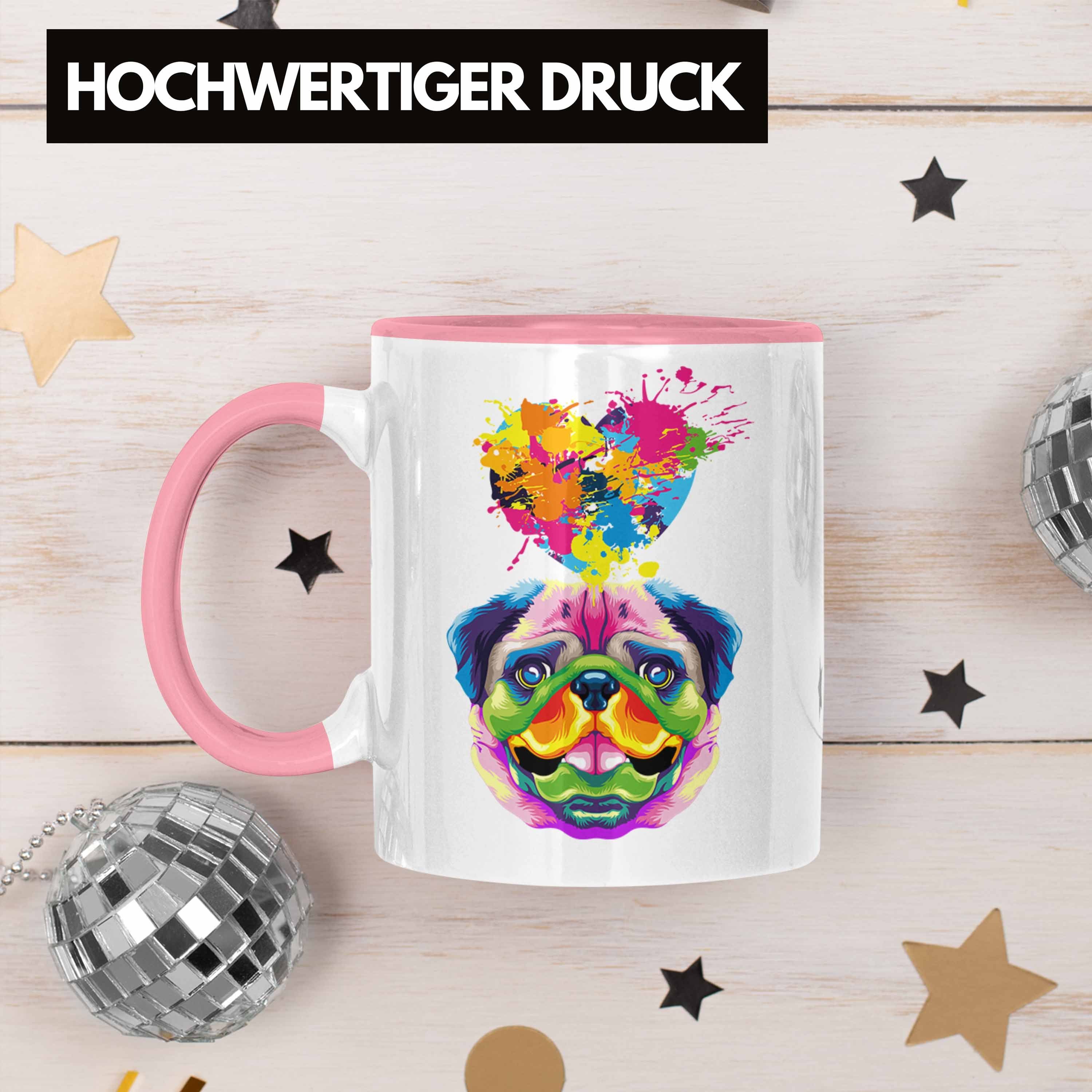 Trendation Tasse Mops Geschenk Herz Besitzer Rosa Lustiger Tasse Farbe M Geschenkidee Spruch