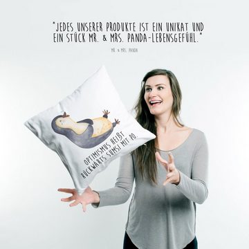 Mr. & Mrs. Panda Dekokissen Pinguin lachend - Weiß - Geschenk, Kissenhülle, Humor, Motivkissen, h
