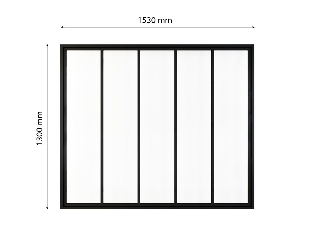 inova wohnen Fenster Innenfenster, 153 x 130 cm Sicherheitsglas klar schwarzer Stahlrahmen vormontiert