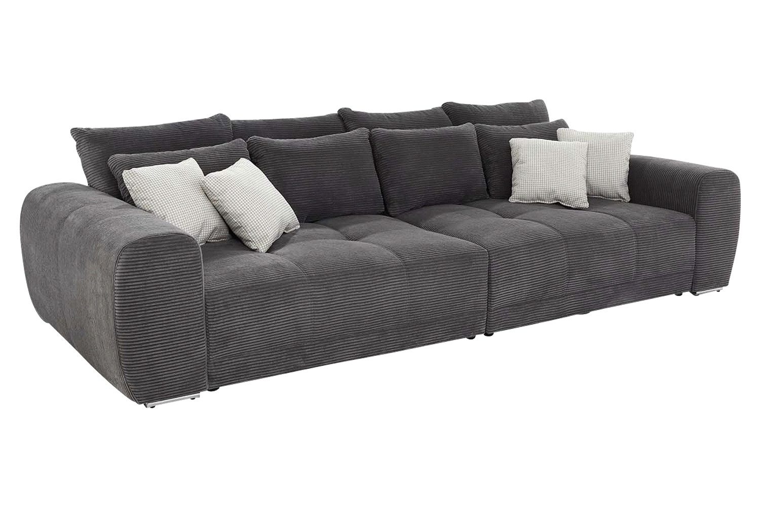 Jockenhöfer Gruppe Big-Sofa MOLDAU, Grau, Cordbezug, mit 12 Kissen, B 306 x H 83 x T 134 cm