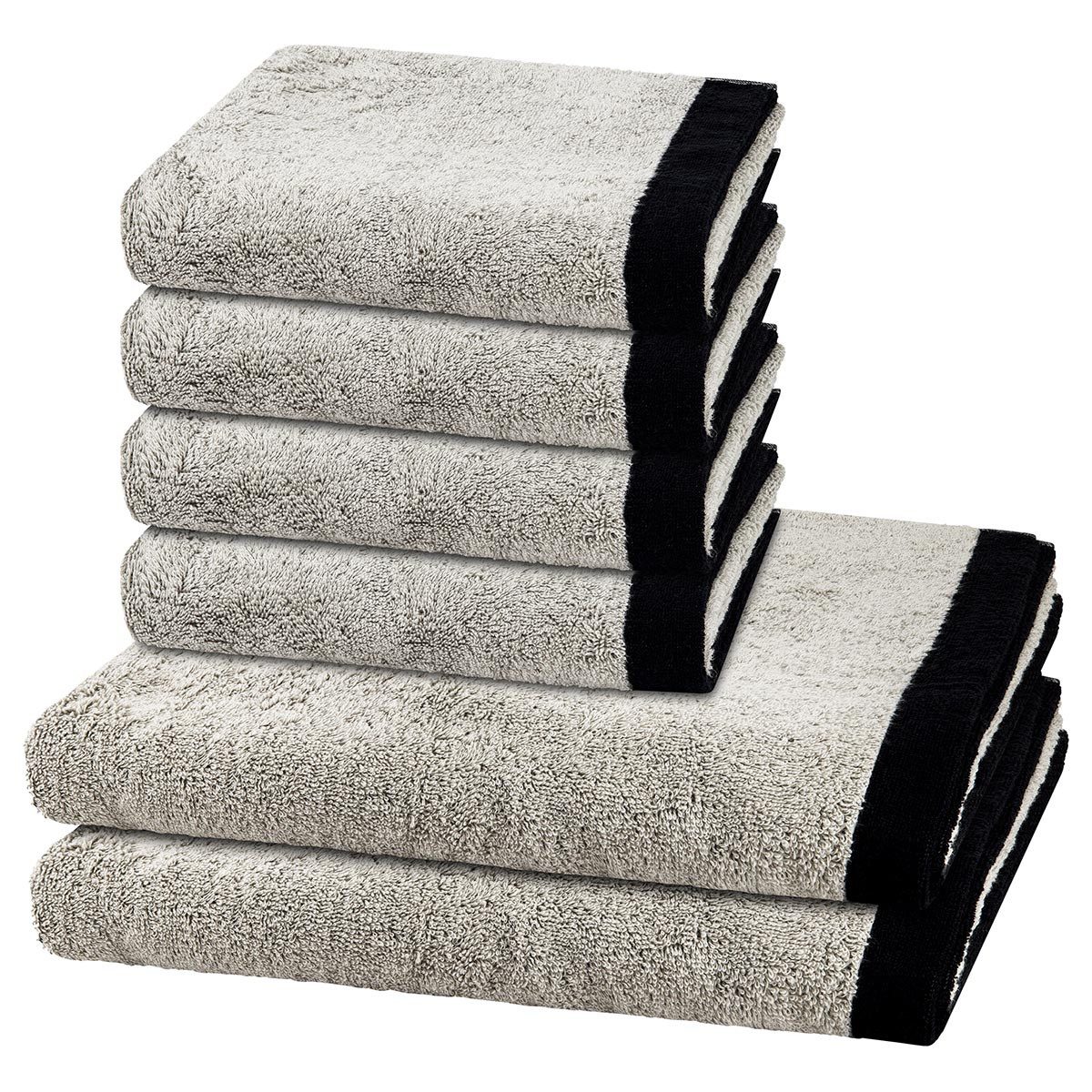 Cawö Handtuch Set Lifestyle Splash, Walkfrottee (Spar-Set, 6-St), 4 X Handtuch 2 X Duschtuch im Set - Baumwolle - Saugstark