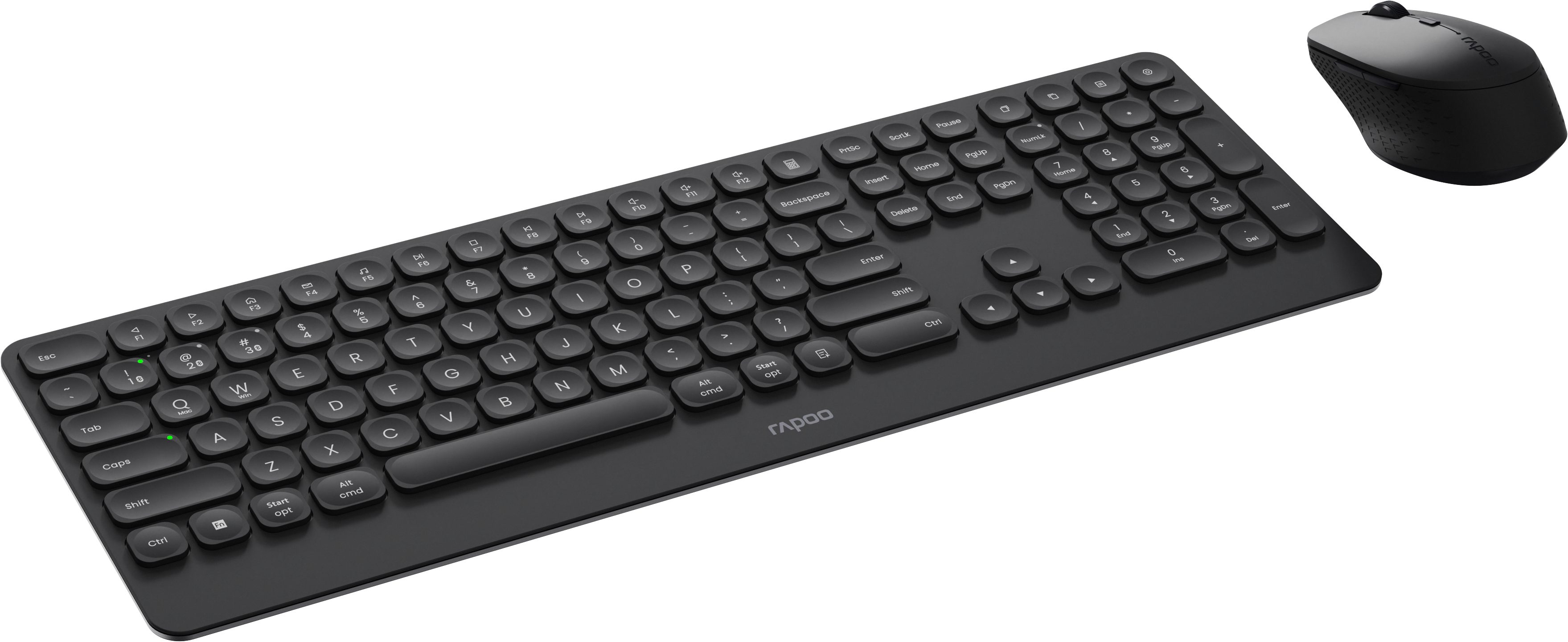 Rapoo 9390M - DE DGR Wireless Combo, Multi-Mode, Ergonomisches Tastatur- und Maus-Set, komfortable PC- & Laptop-Maus für Büro & Home-Office, Funk, Wireless