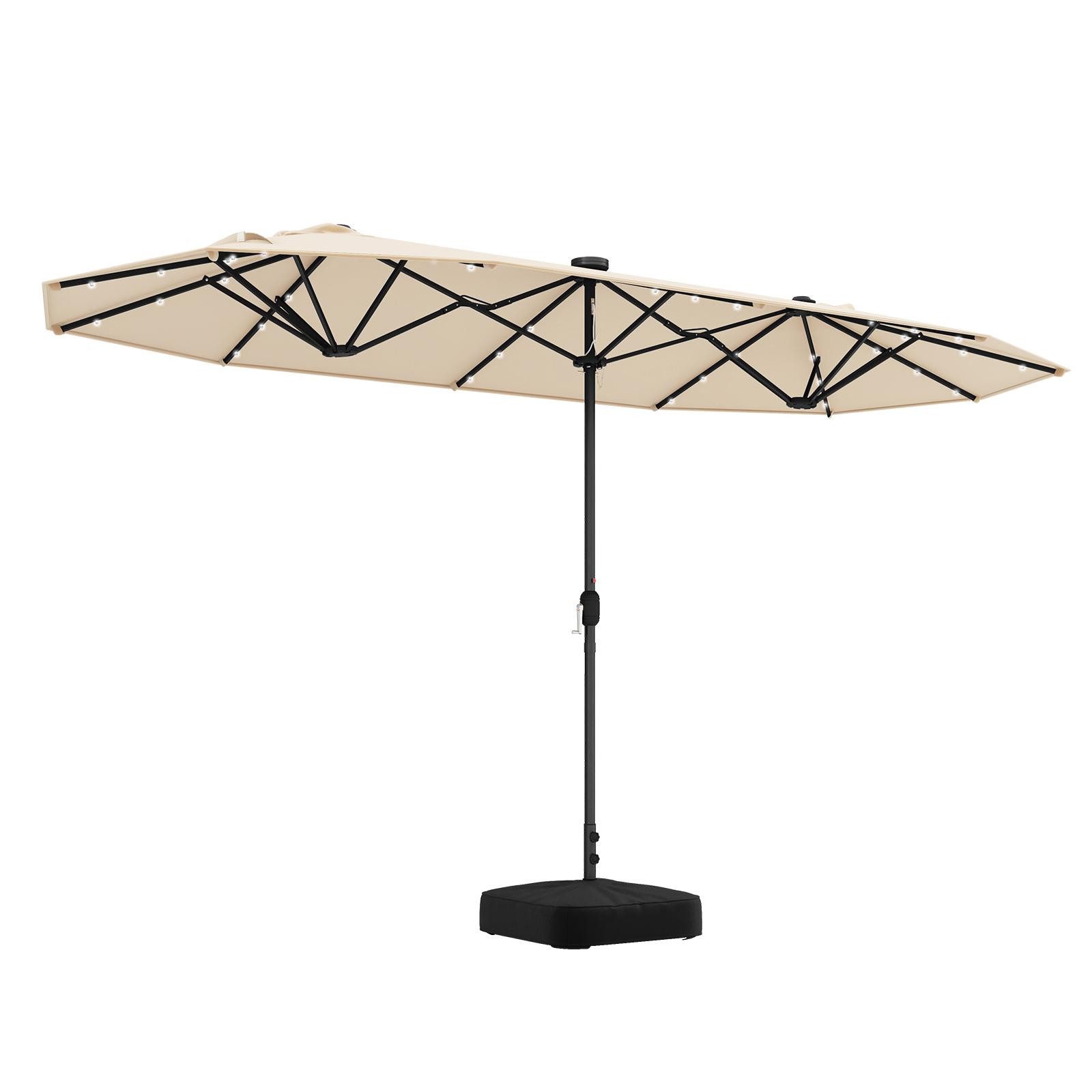 KOMFOTTEU Sonnenschirm, LED Doppelsonnenschirm mit Ständer, günstig online kaufen