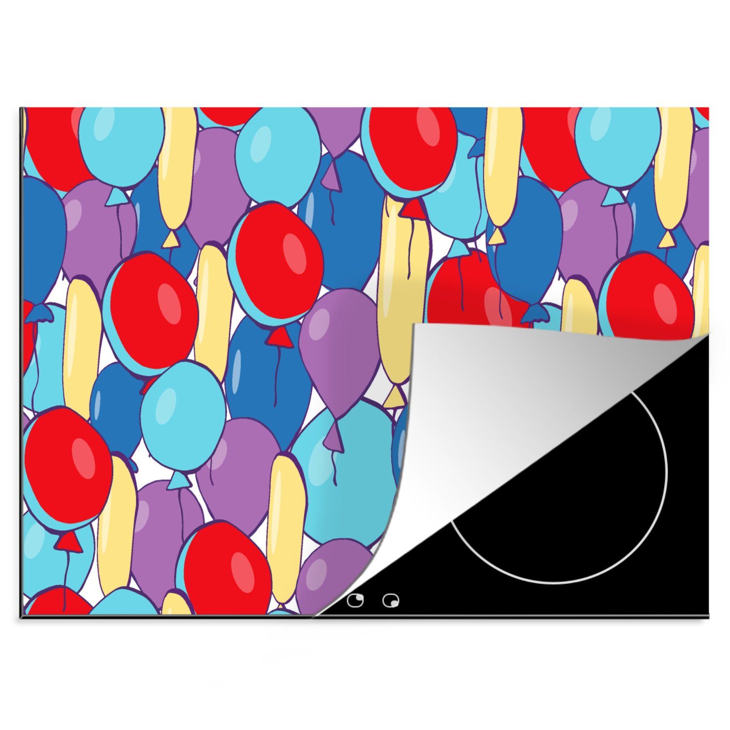 MuchoWow Herdblende-/Abdeckplatte Luftballons - Party, Vinyl, (1 tlg), 60x52 cm, Mobile Arbeitsfläche nutzbar, Ceranfeldabdeckung