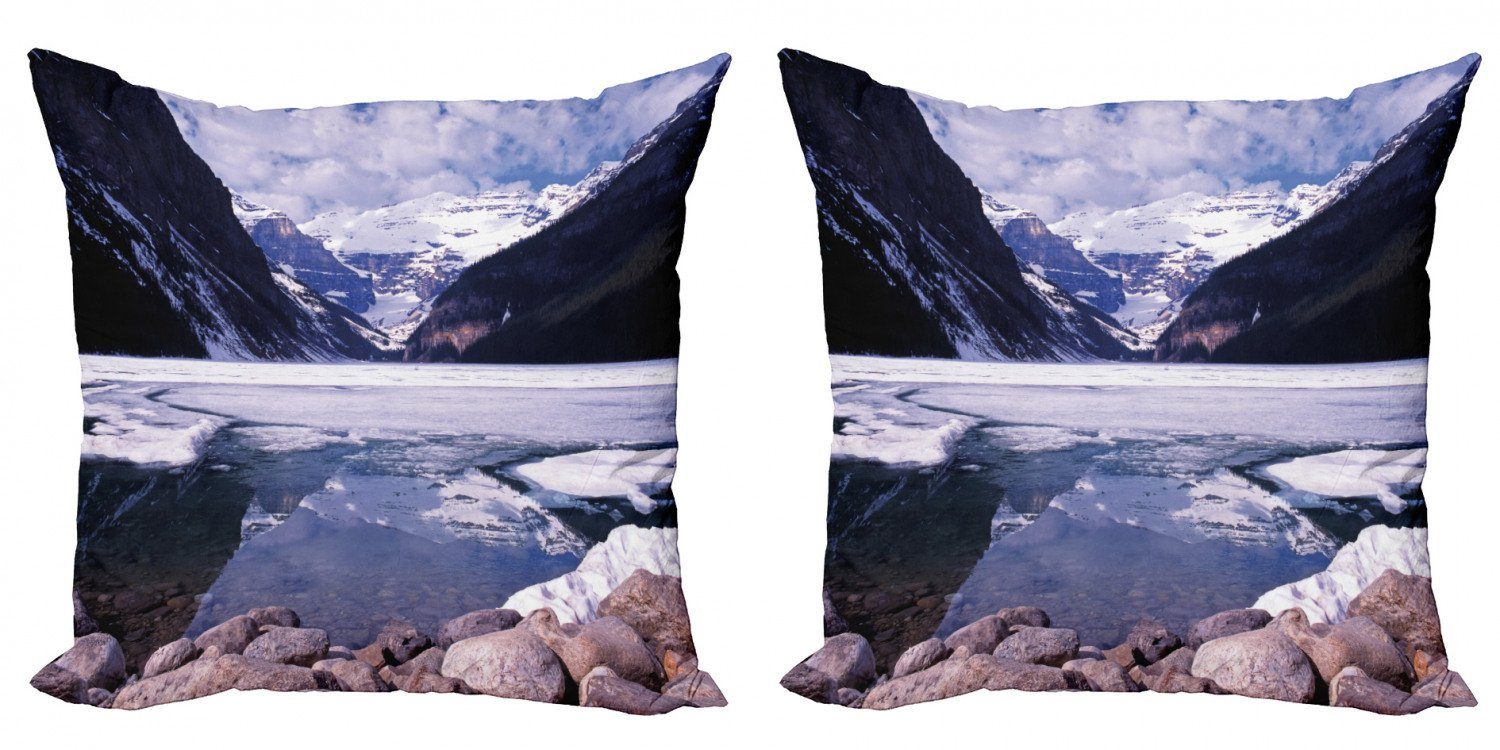 Kissenbezüge Modern Accent Doppelseitiger Digitaldruck, Abakuhaus (2 Stück), Winter Lake Louise Alberta
