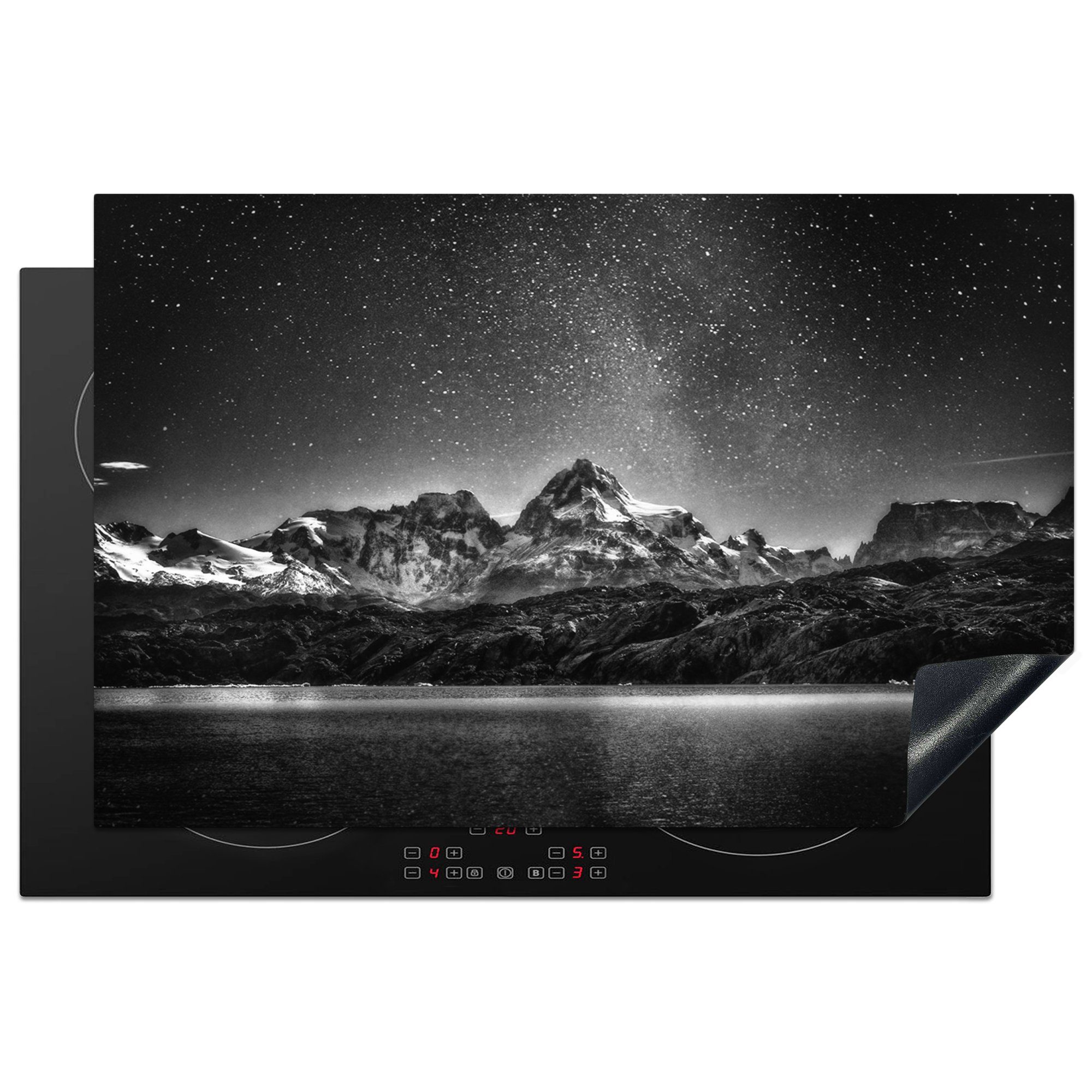 MuchoWow Herdblende-/Abdeckplatte Sternenhimmel - Berg - Nacht, Vinyl, (1 tlg), 81x52 cm, Induktionskochfeld Schutz für die küche, Ceranfeldabdeckung