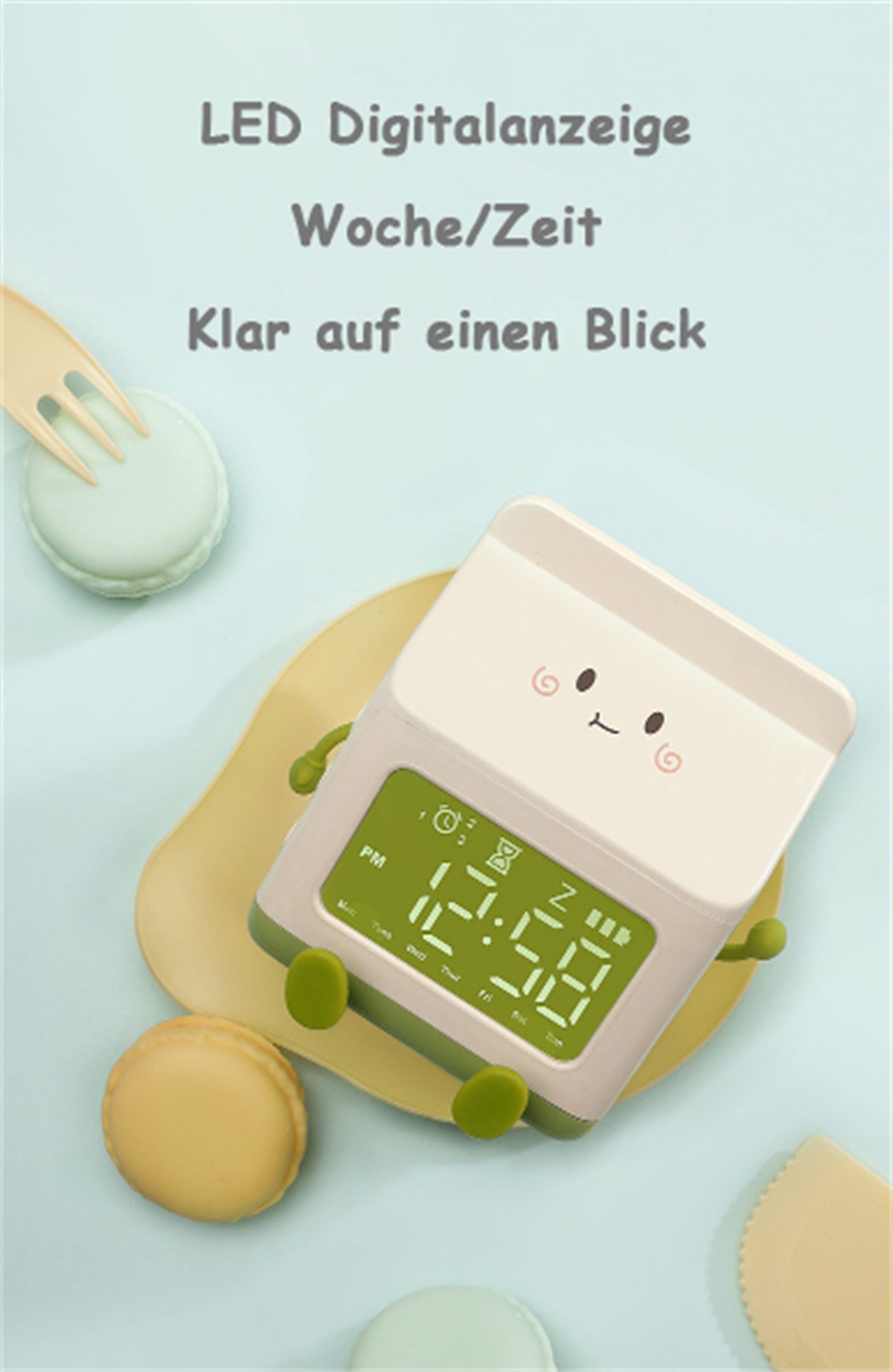 carefully Nachtlicht Kindermilchkartons für Wecker Elektronischer LED-Wecker Grün selected mit