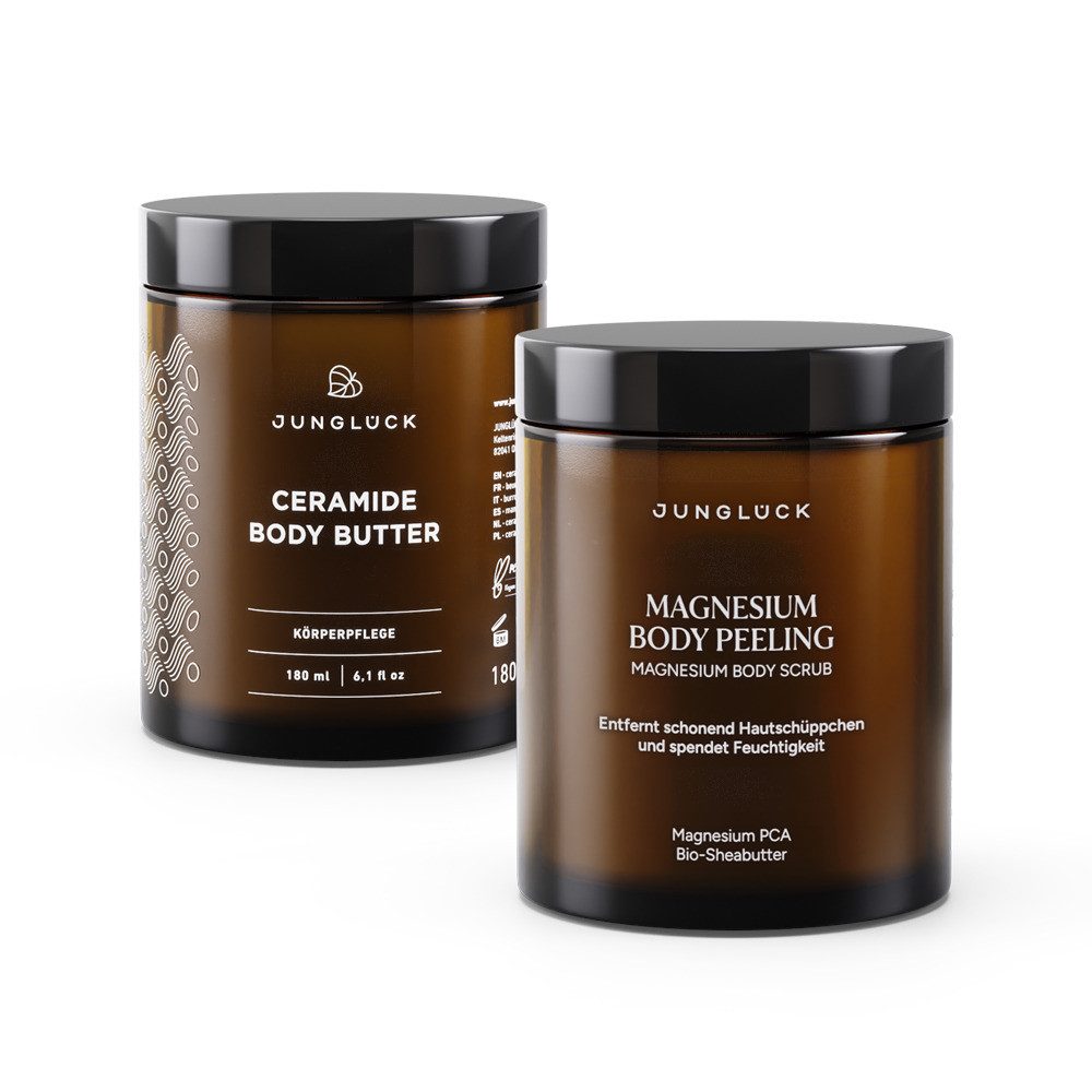 JUNGLÜCK Hautpflege-Set Smooth Skin Kombi, 1-tlg., Körperpflege-Duo aus Peeling und Body Butter
