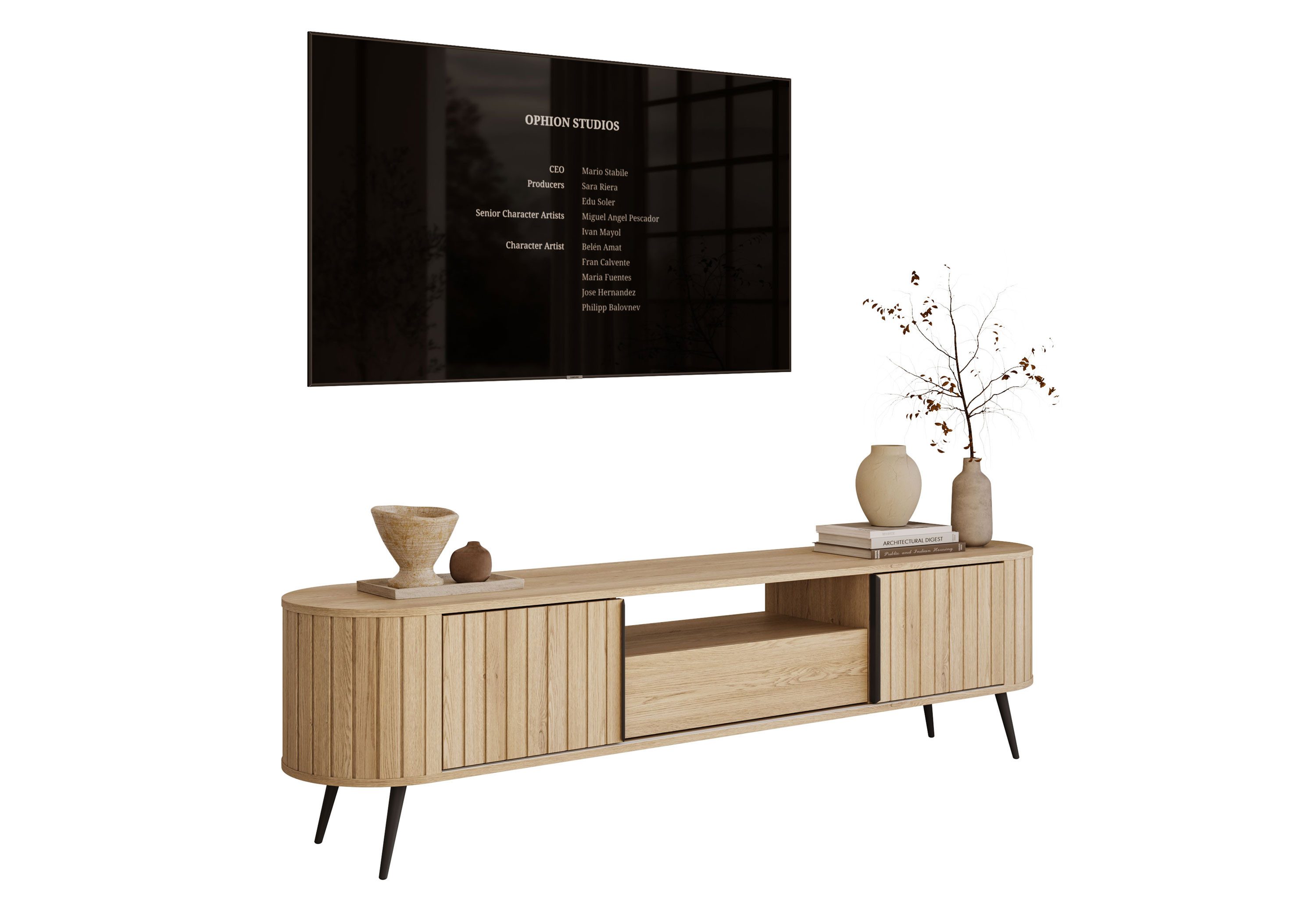 Lookway TV-Schrank WILLOW mit Schiebetüren Breite: 196 cm, Höhe: 51,2 cm, Tiefe: 40,2 cm