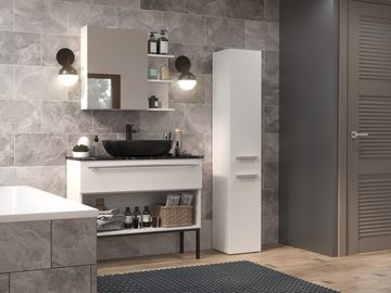 ibonto Hochschrank Badezimmerschrank mit langen Türen - Platzsparender Badschrank