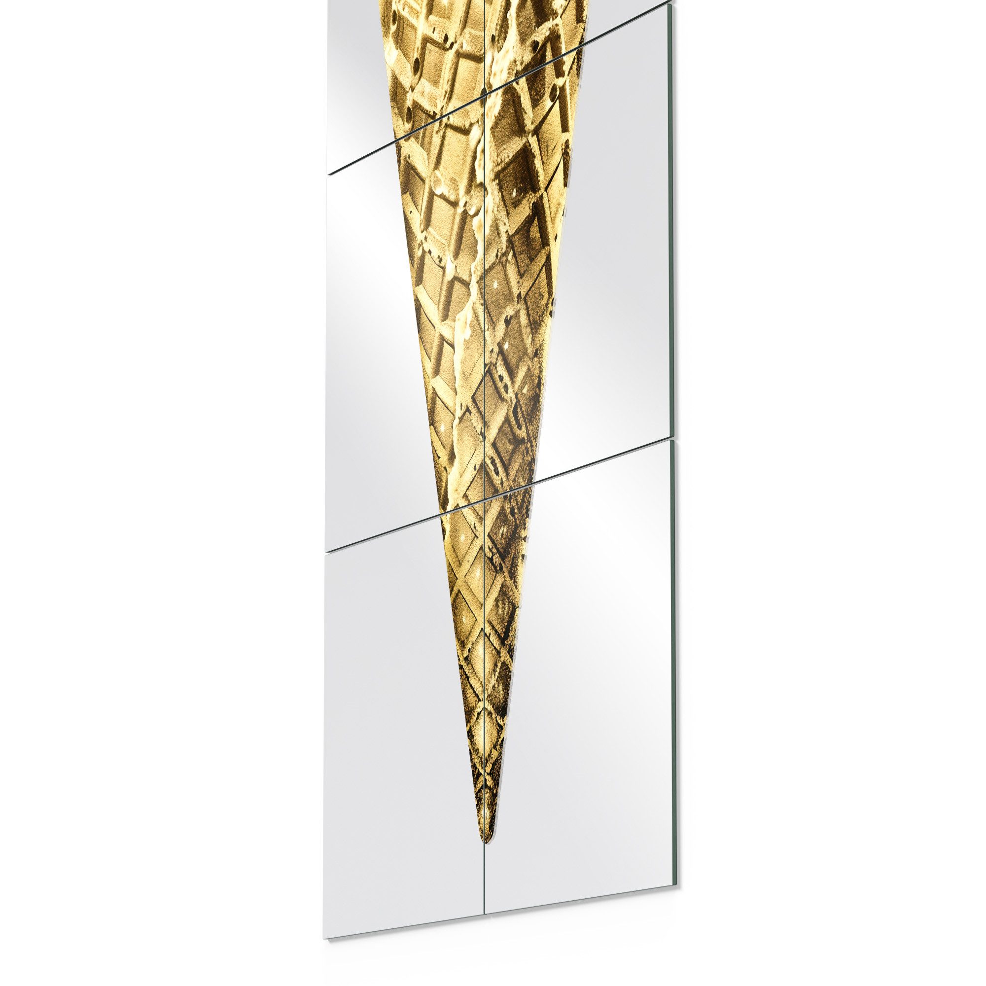 DEQORI Wandspiegel 'Diamanten & Goldcreme', Spiegelfliesen Puzzle Wand Spiegel Wohnzimmer Spiegelwand Flur groß