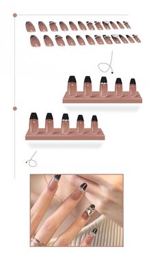 DTC GmbH Kunstfingernägel 24 Stück Press on Nails Kurz, French Black Trimmed Heart, Sie können Ihre Freiheit verwirklichen und brauchen nie wieder jemanden, der Ihre Nägel für Sie macht! 1-tlg.