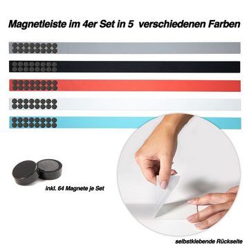 Master of Boards Magnettafel Magnetleisten, 5 Farben & 2 Größen, Magnet, Leisten, Inklusive 32 Magnete