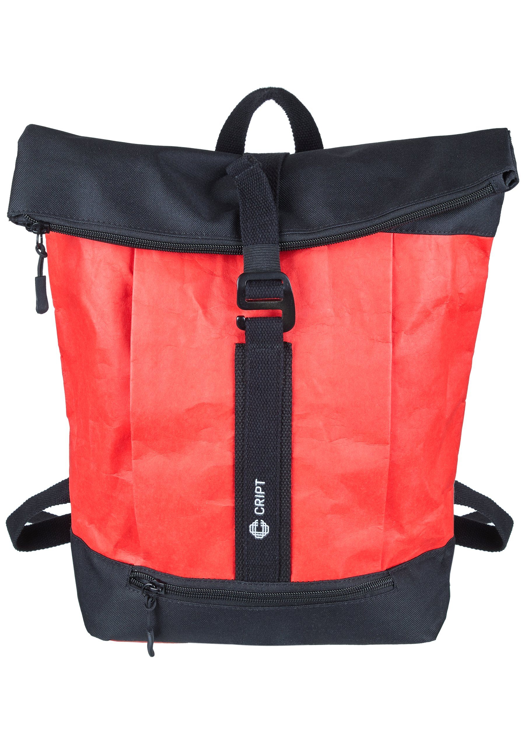 CRIPT Rucksack veggy backpack, Kraft Papier, reißfest, abwaschbar, leicht, ökologisch, nachhaltig fire