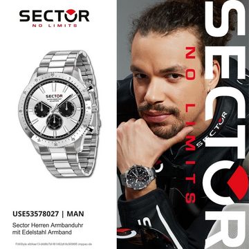 Sector Multifunktionsuhr Sector Herren Armbanduhr Multifunkt, Herrenuhr rund, groß (ca. 39x33mm), Edelstahlarmband, Fashion-Style