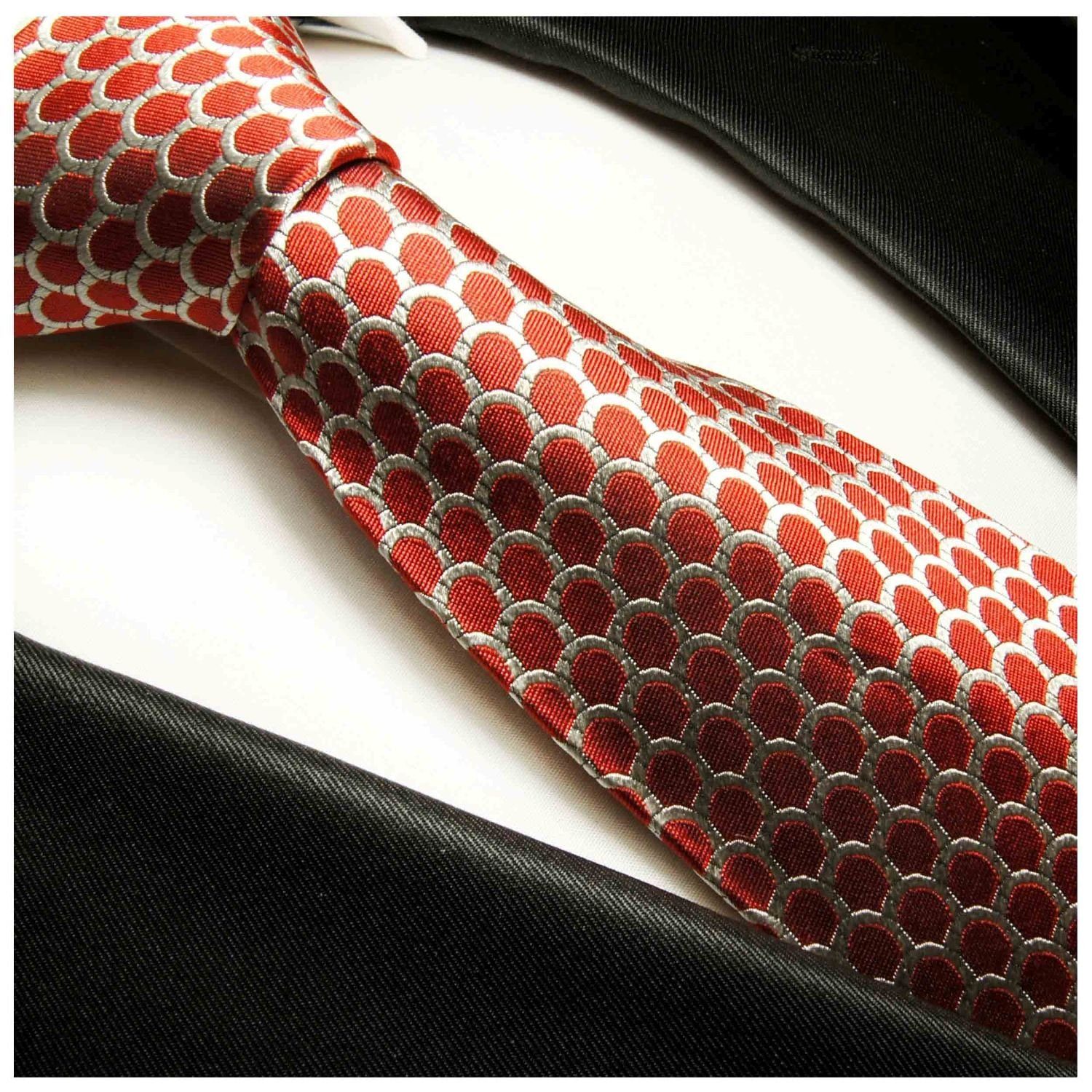 Krawatte Malone Designer rot Herren Schmal Schlips Seidenkrawatte 100% modern (6cm), 300 gepunktet Paul Seide