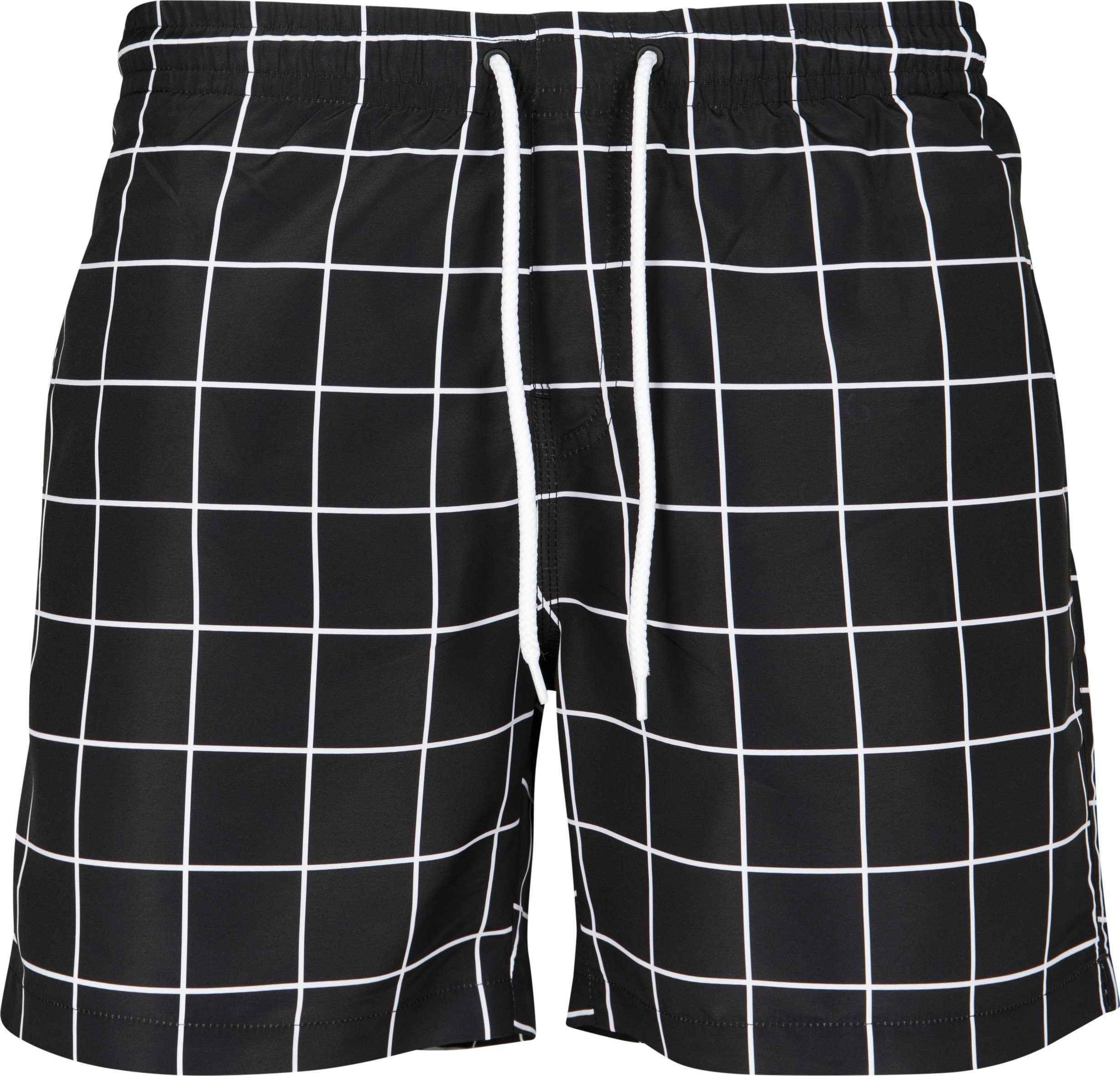 Hohe Qualität URBAN CLASSICS Badeshorts black/white Swim Check Herren Check TB2677 Shorts