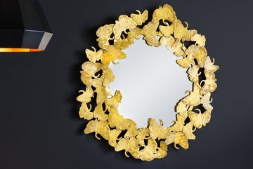 riess-ambiente Wandspiegel GINKGO LEAFS L 70cm gold (1-St), Wohnzimmer · Metall · rund · Dekoration · mit Rahmen · Handmade