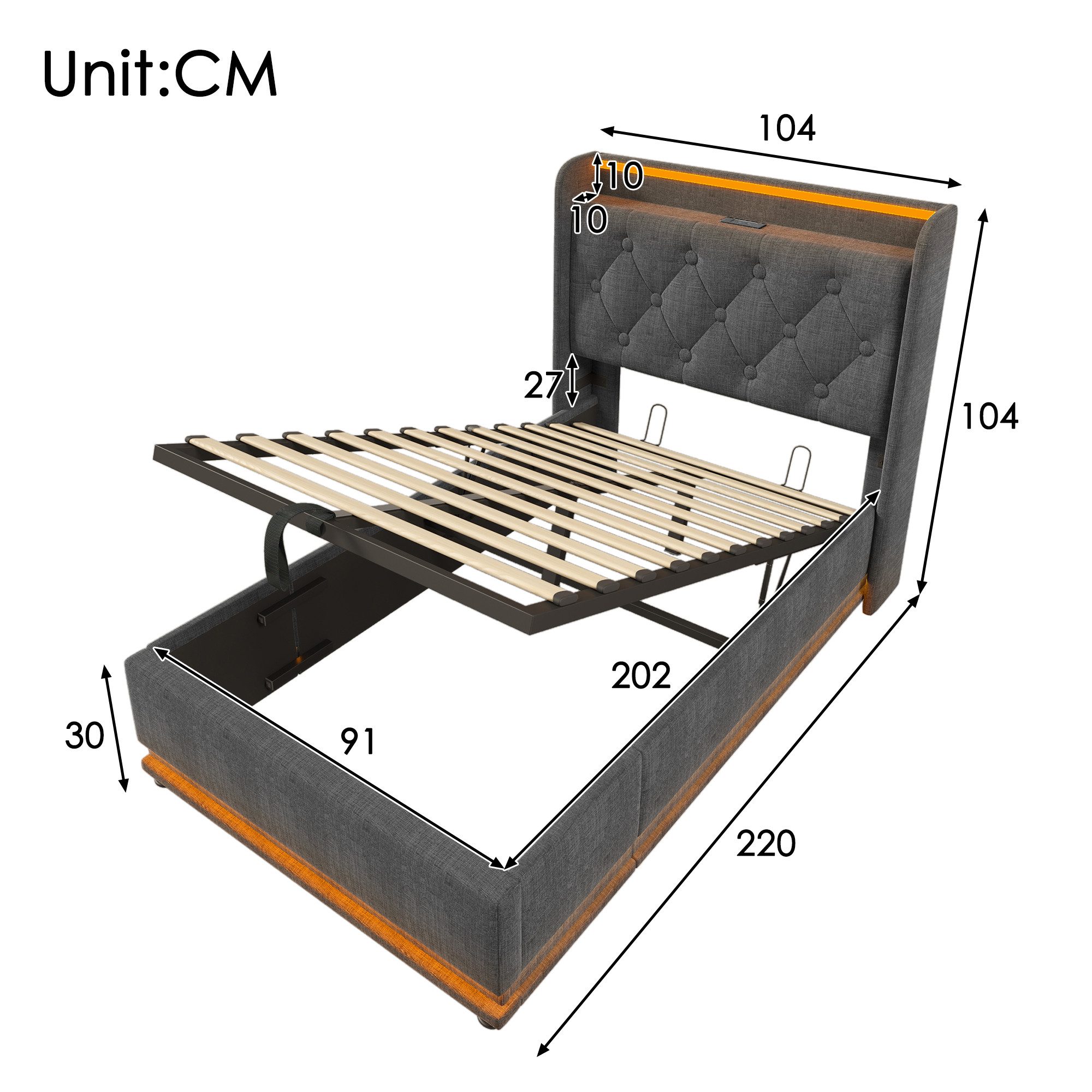 TavilaEcon Boxspringbett mit gepolstertem Kopfteil, 360° günstig online kaufen