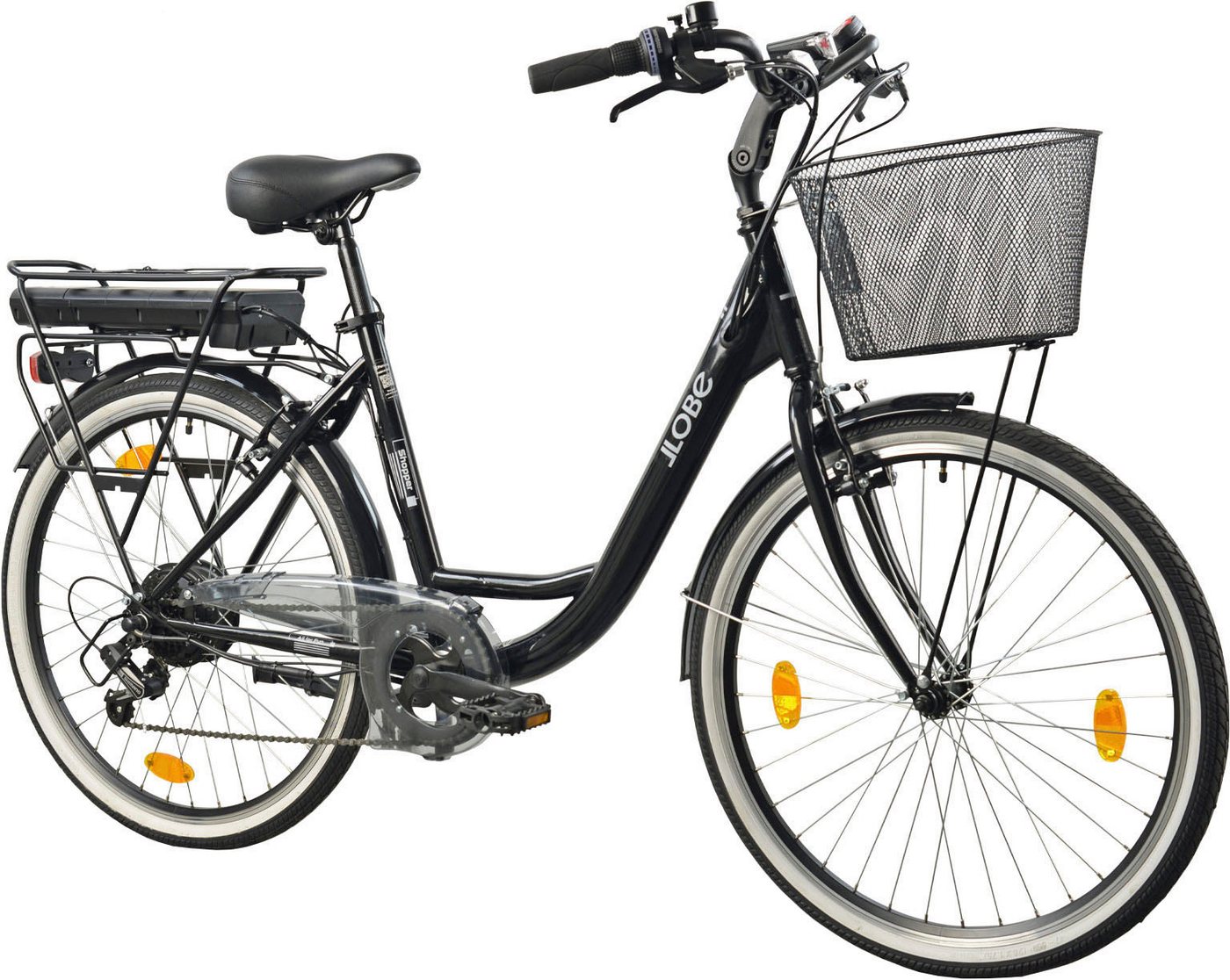 Thumbnail - LLobe E-Bike Cityrad City E-Bike 26" Shopper schwarz, Shimano Tourney Schaltwerk, Kettenschaltung, Heckmotor, 280,8 Wh