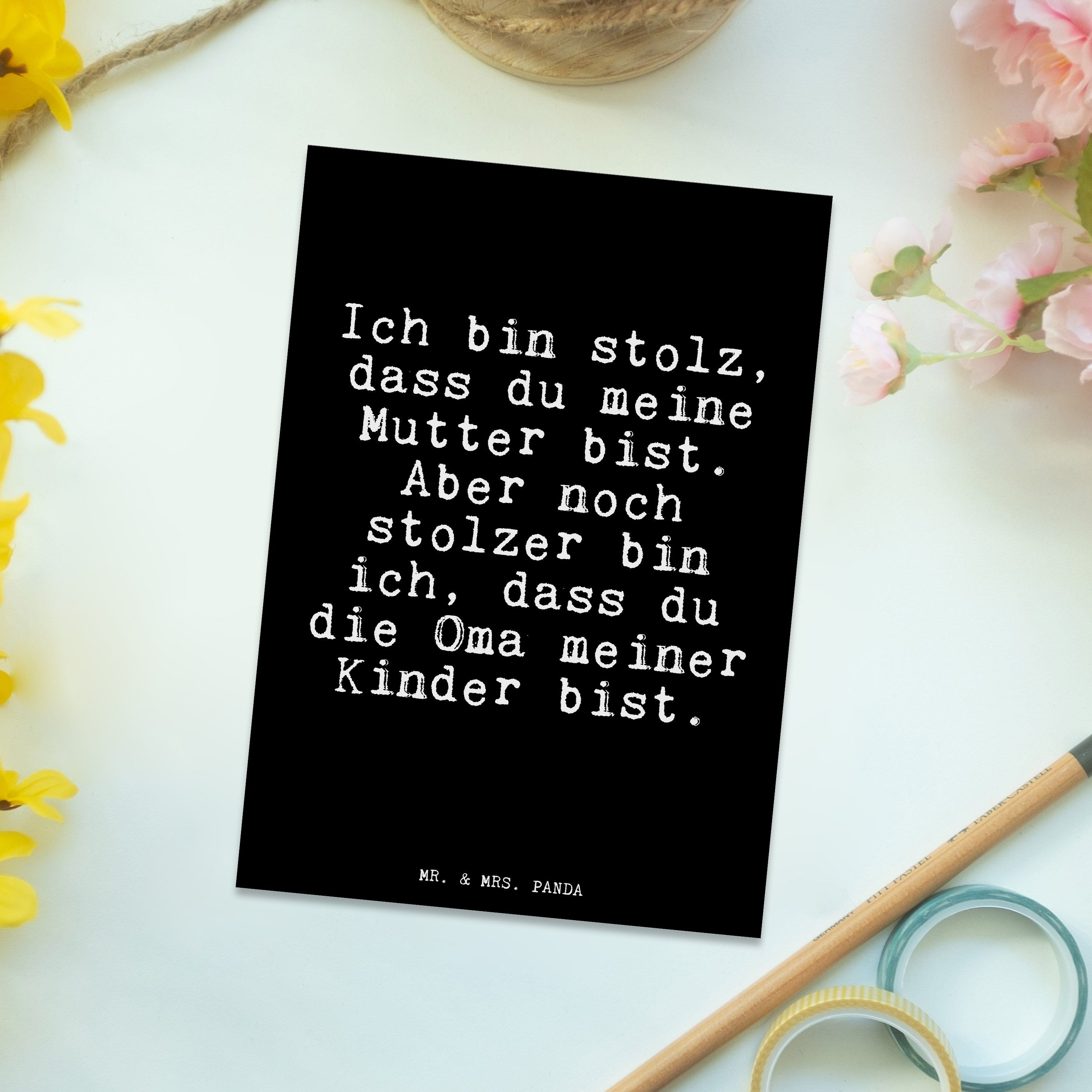 Schwarz & Panda Zitate, Ge - dass... Oma Geschenk, - Geschenk, Mrs. Mr. Postkarte bin stolz, Ich