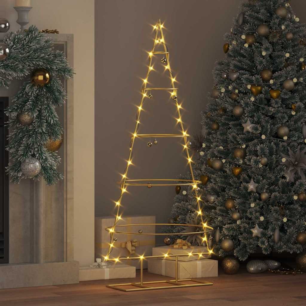 vidaXL Künstlicher Weihnachtsbaum Metall-Weihnachtsbaum mit Ständer KUOPIO 124.5 cm Stahl Gold – Bild 4 von 5