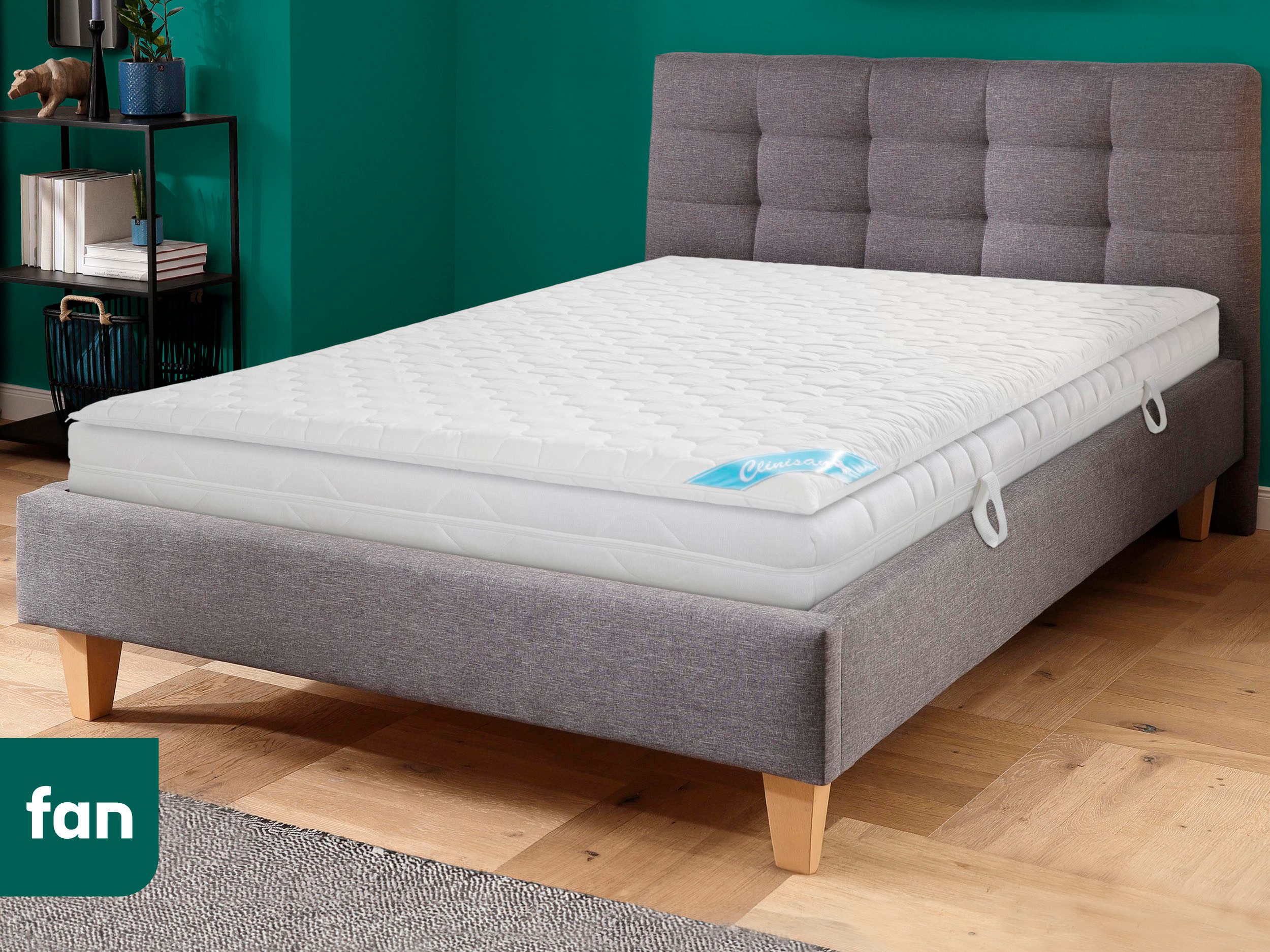 fan, Topper Clinisan Punktoflex, Bezug kochfest 95°, 6 cm hoch, Baumwolle, Komfortschaum, Polyester, kochfester Bezug - Druckentlastung durch Noppen-Struktur