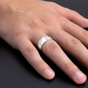 meditoys Fingerring Ring aus Edelstahl für Damen und Herren · Bandring 8 mm breit · Silber poliert