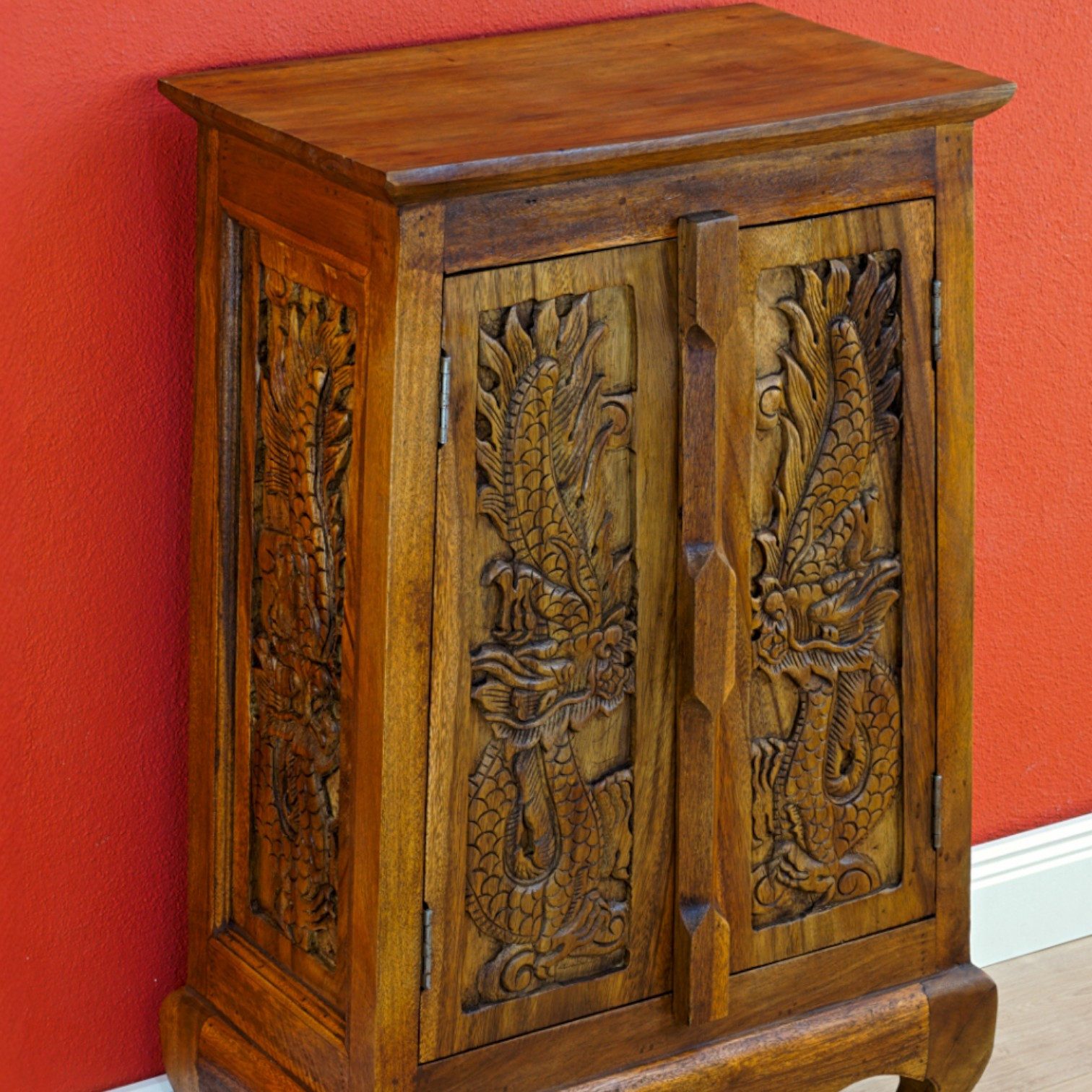 Kinaree Beistellschrank Akazie Massivholz Schrank handgefertigt in Thailand, verschiedne Größen, Muster, Farbe