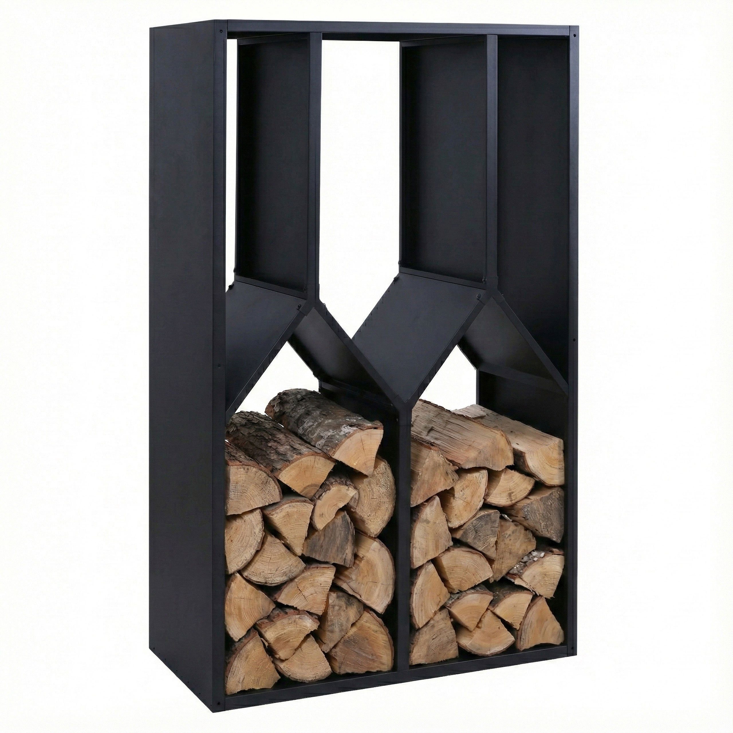 MCW Kaminholzregal MCW-P76, BxTxH:95x50x160 cm, Markantes Design, Viel Stauraum, Stabile Konstruktion