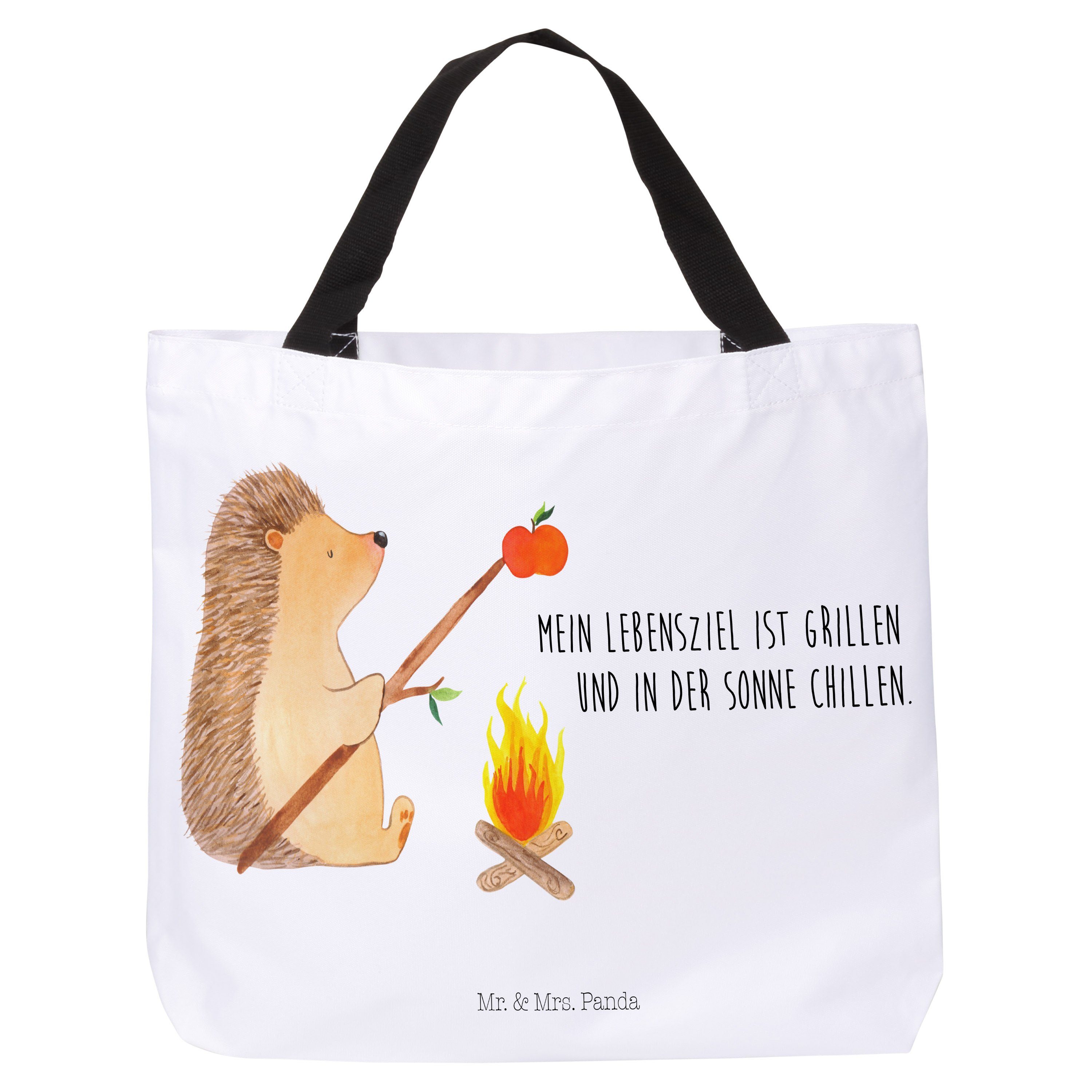 Mr. & Mrs. Panda Shopper »Igel grillt Weiß Geschenk, Strandtasche