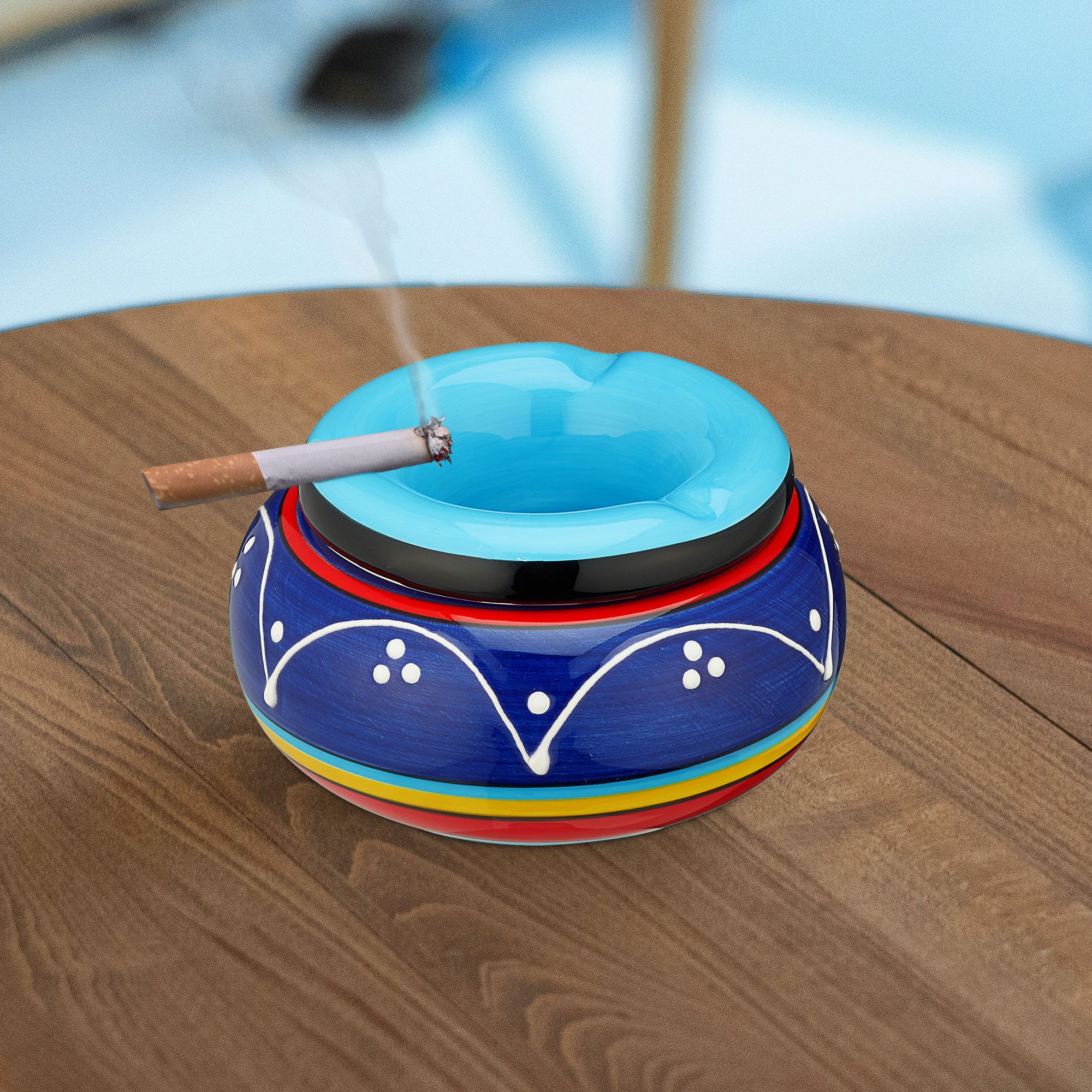 CEPEWA Aschenbecher Aschenbecher Sturmaschenbecher ´Toscana´ 4er Set Ø 11cm Keramik