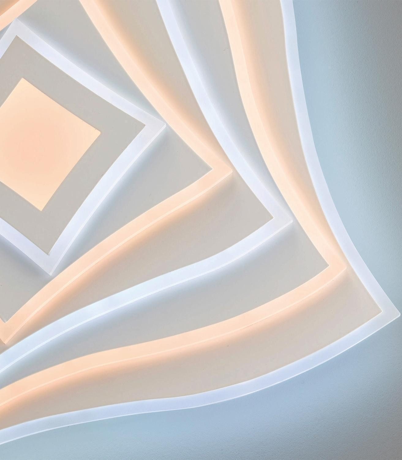 FISCHER & HONSEL LED Deckenleuchte HERO, Greige, Sandbraun, Acryl, Metall, Dimmfunktion, RGB-Farbwechsel, LED fest integriert, Extra-Warmweiß, Neutralweiß, Tageslichtweiß, Fernbedienung, Anpassung der Farbtemperatur, B 50 x H 7,6 x T 50 cm