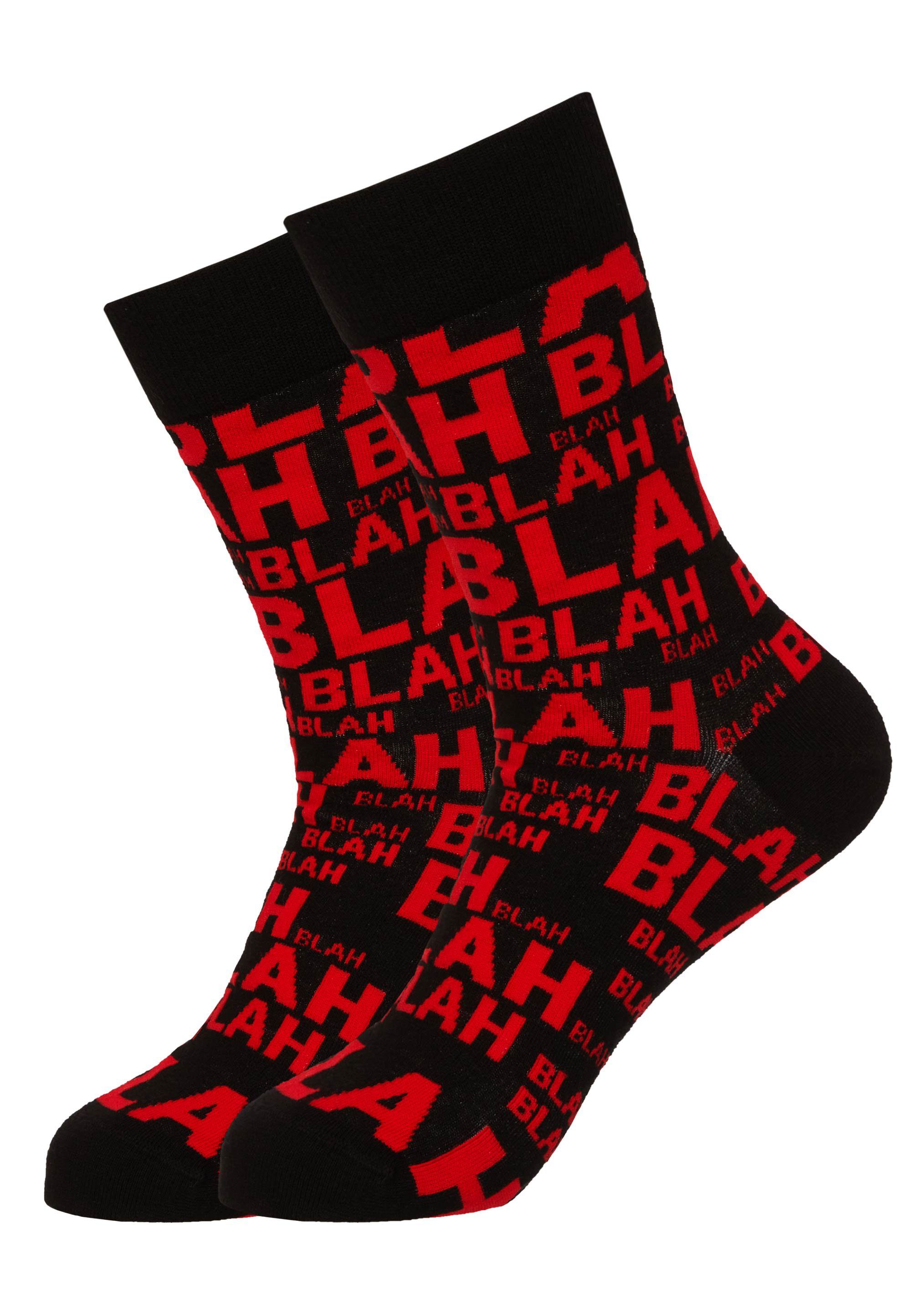 Mxthersocker Socken UNHINGED - BLAH-BLAH (3-Paar) trendigem mit schwarz Schriftzug