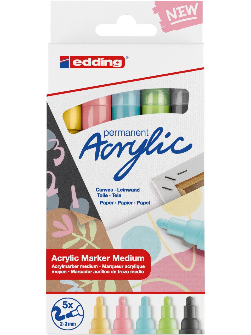edding Marker edding 5100 Acrylmarker medium 5er Set pastell 2-3