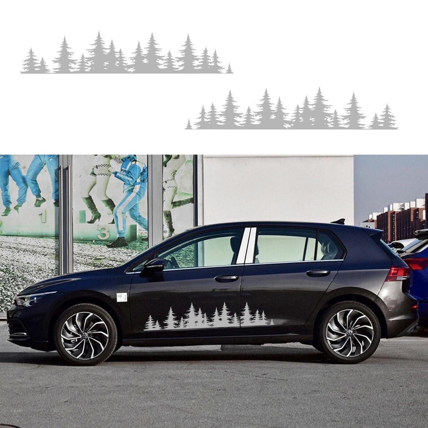 LuxusKollektion Aufkleber Auto Aufkleber Seitendekor Vinyl Berg Baum Wald 2er Set SUV Gray