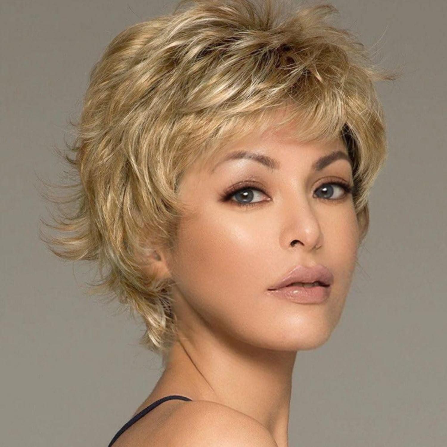 LuxusKollektion Kunsthaarperücke Perücke Pixie Cut Shaggy Layered Hitzebeständige Faser Blonde