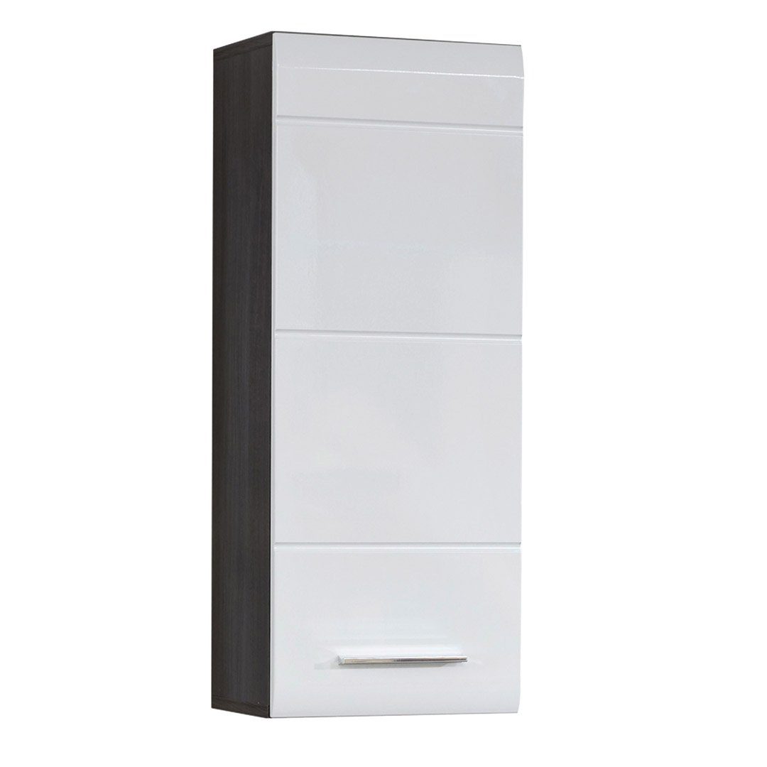 trendteam Badezimmerspiegelschrank LineBad Badschrank 1 Tür rauchsilber, weiß Hochgla (1-St)