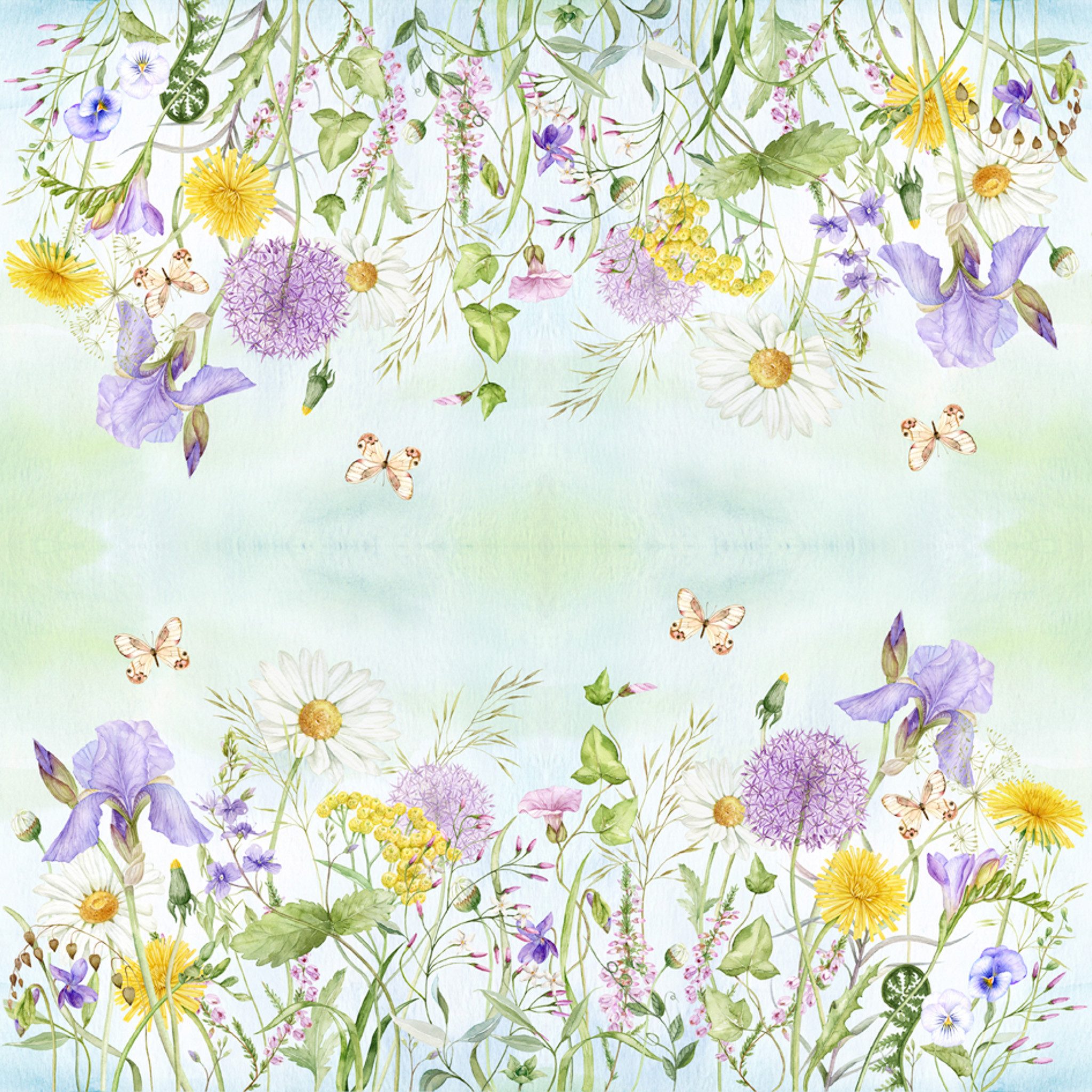 ti-flair Papierserviette, Servietten Papier 33x33cm 3-lag. mit Wildblumen Motiv 20 Stück